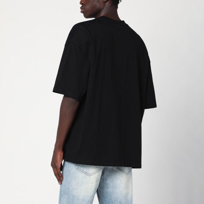 AMIRI Black Crewneck T-shirt With Logo Embroidery On The Front In Cotton Man Product Image