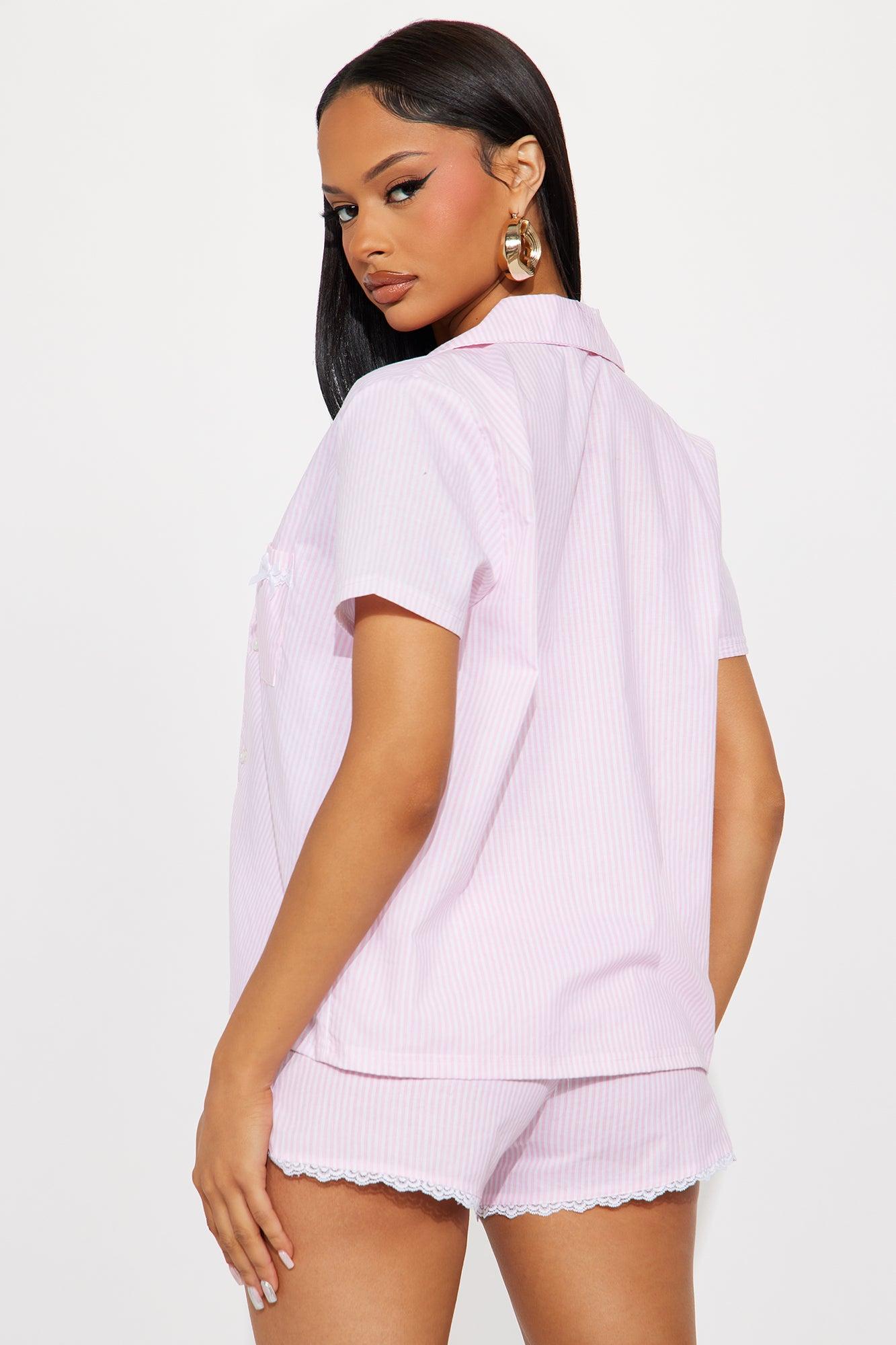 Looking Cute 3 Piece PJ Boxer Short Set - Pink Product Image