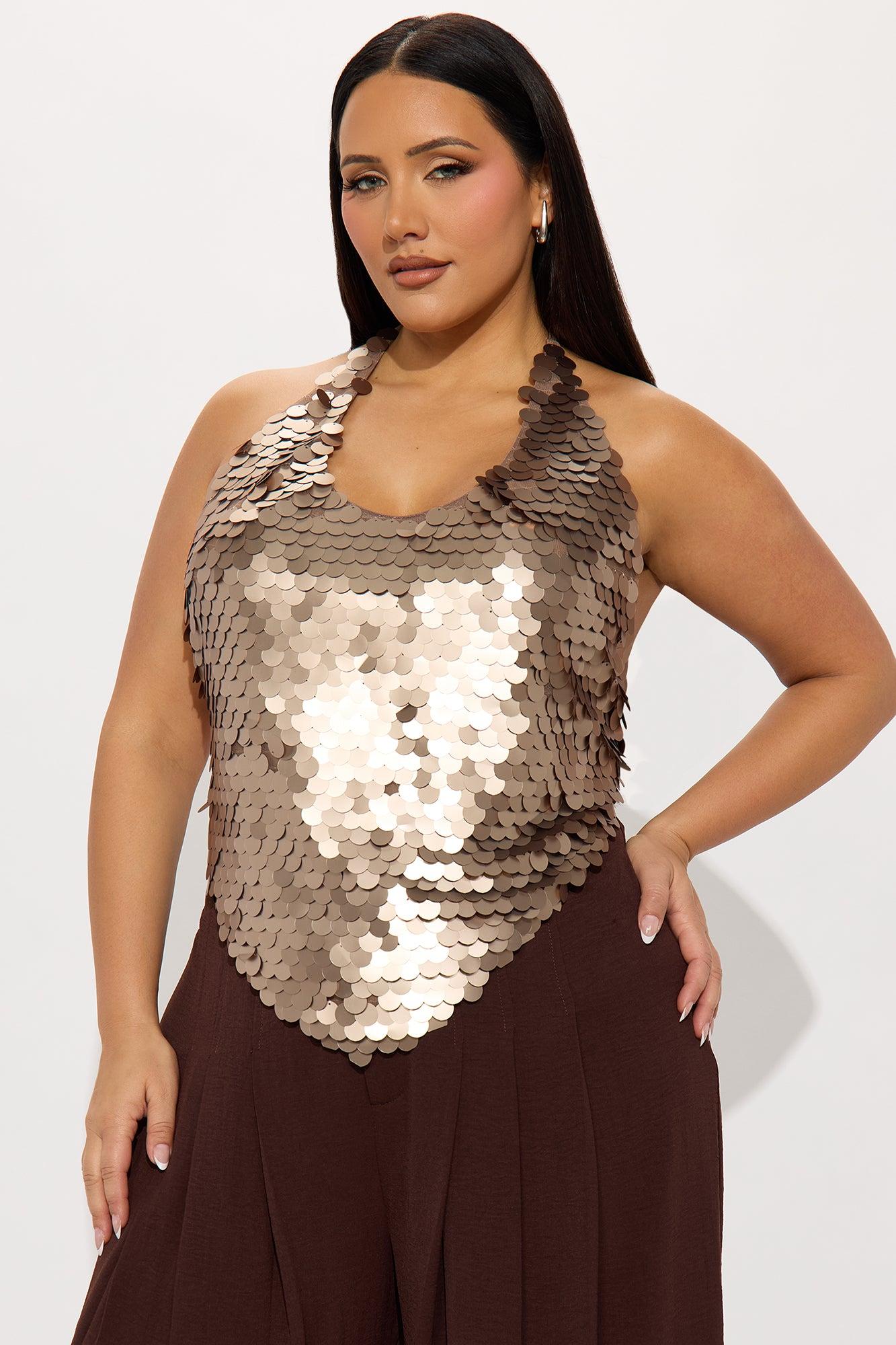 So Dreamy Sequin Halter Top - Brown Female Product Image