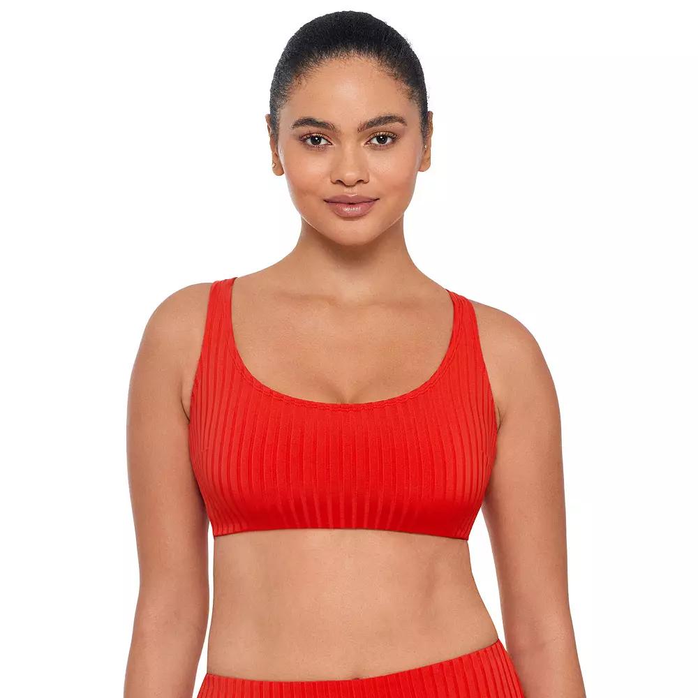 Women’s S3 Swim Sculpting Ribbed Scoopneck Crossback Bralette Bikini Top, Women's,  Product Image