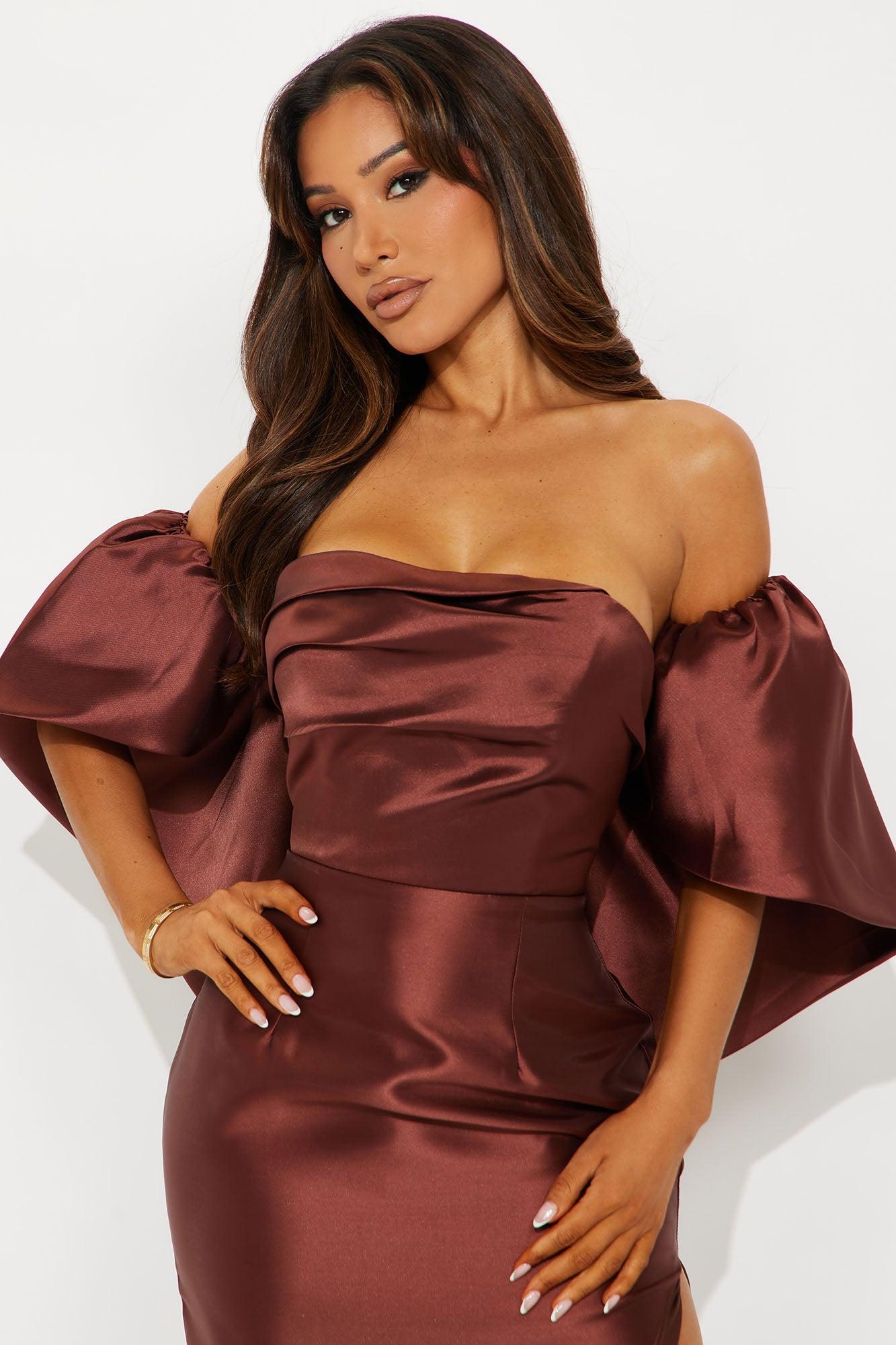 Show Stopper Strapless Gown - Chocolate Female Product Image