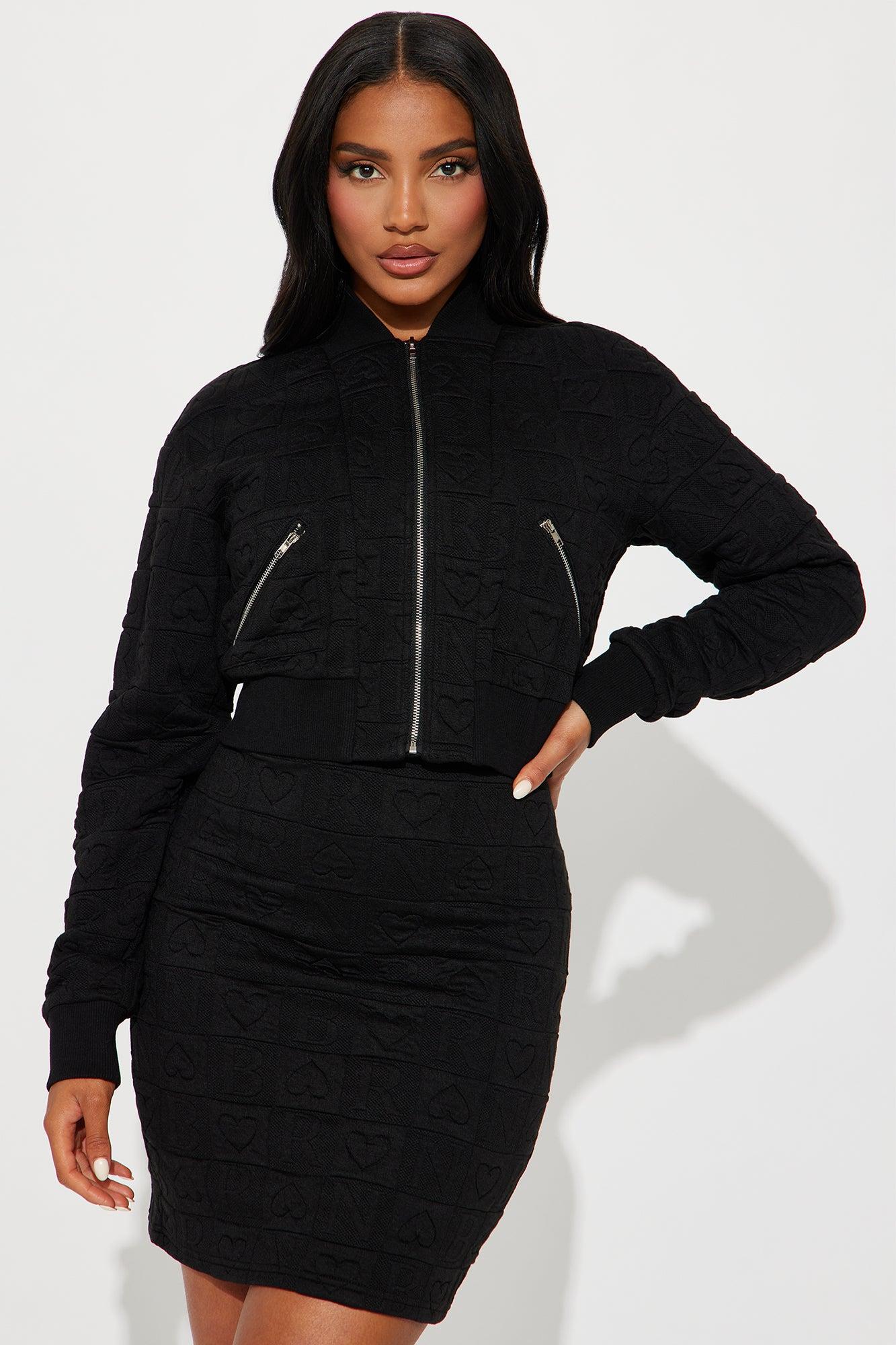 Brenna Sweater Mini Dress Set - Black Product Image