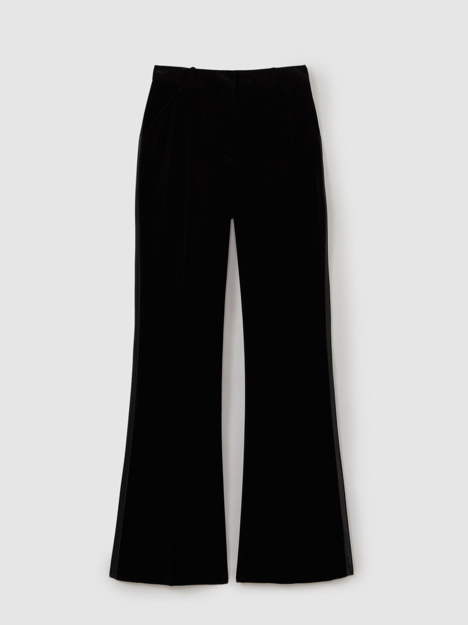 Petite Velvet Flared Suit Trousers in Black Product Image