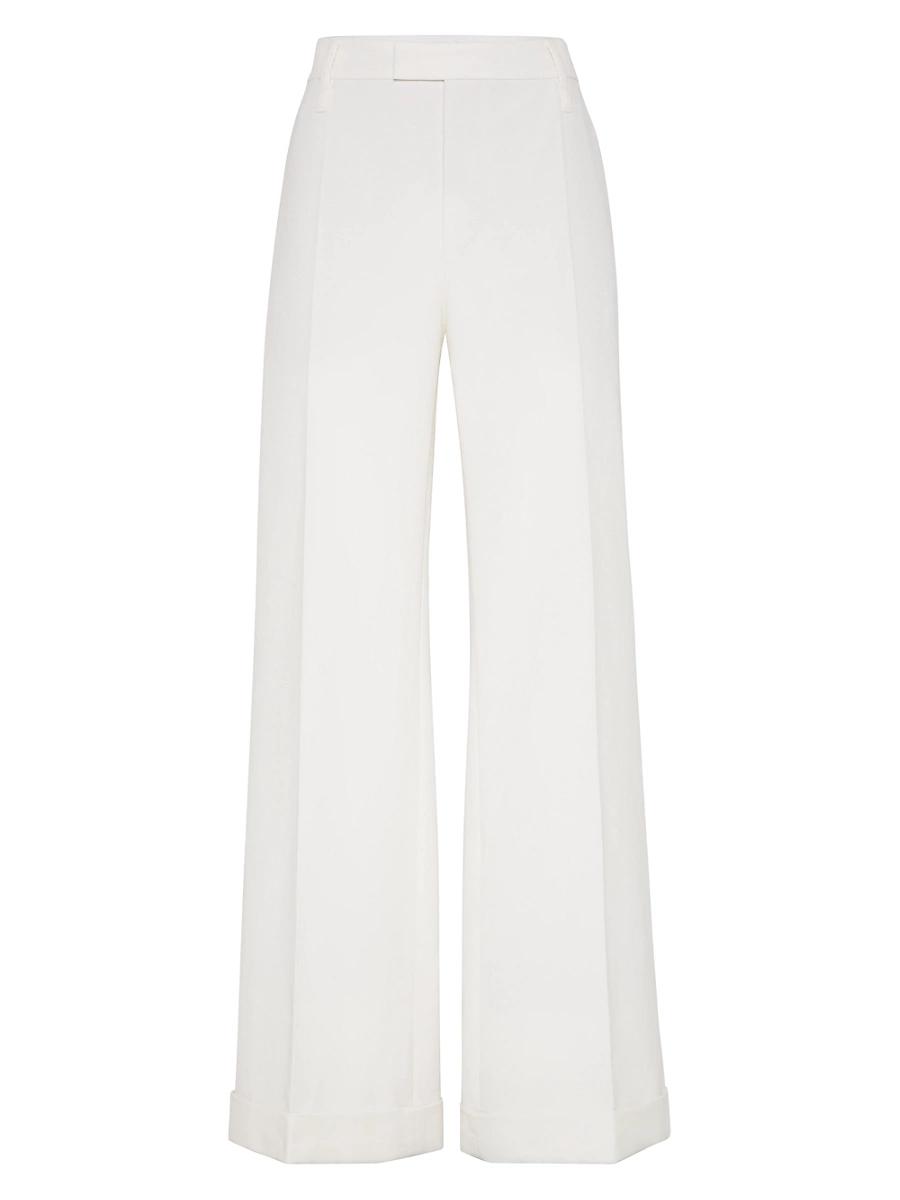 Womens Cotton and Linen Cavalry Loose Flared Trousers with Monili Product Image