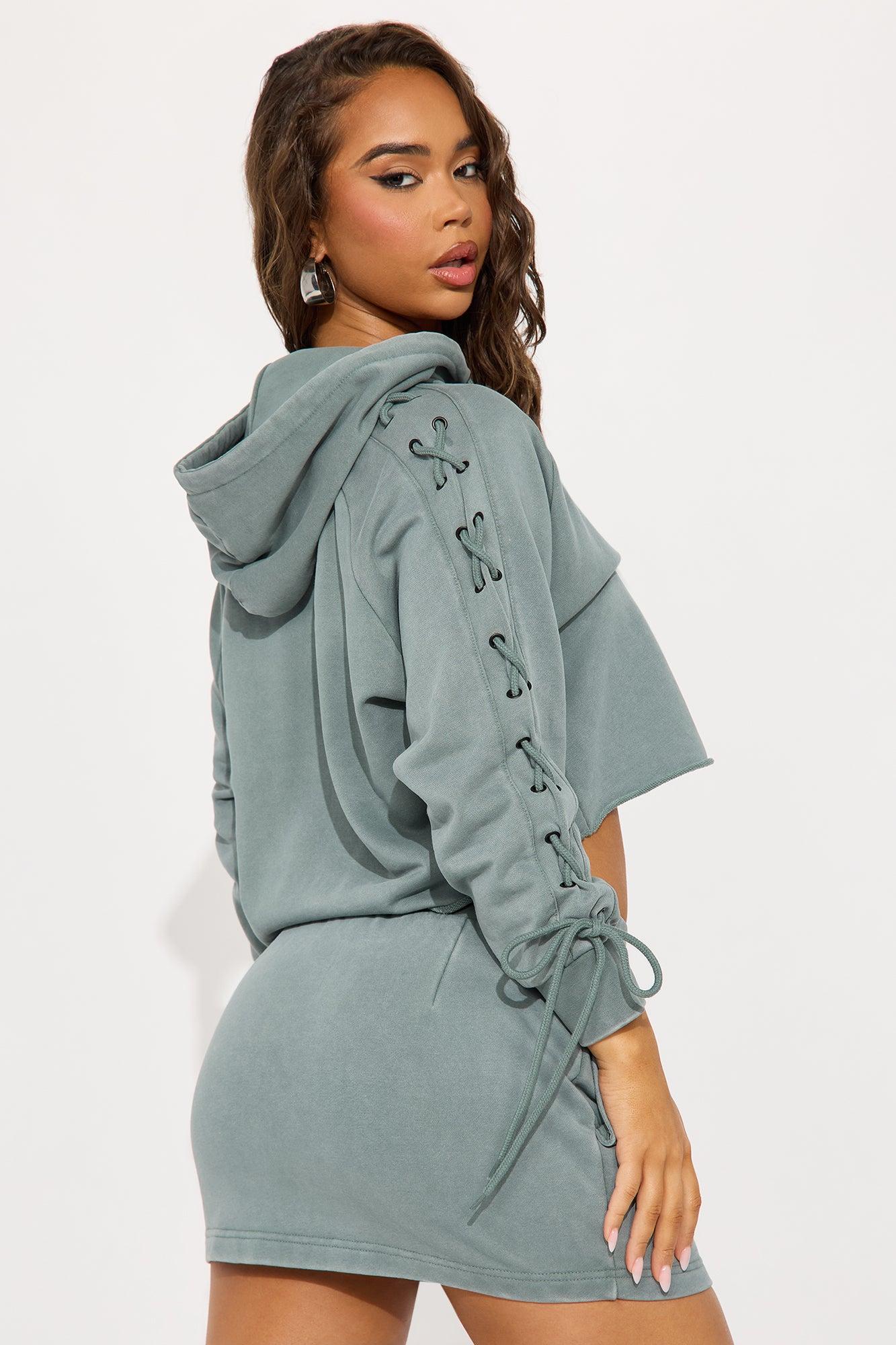 Mia French Terry Mini Skirt Set - Sage Product Image