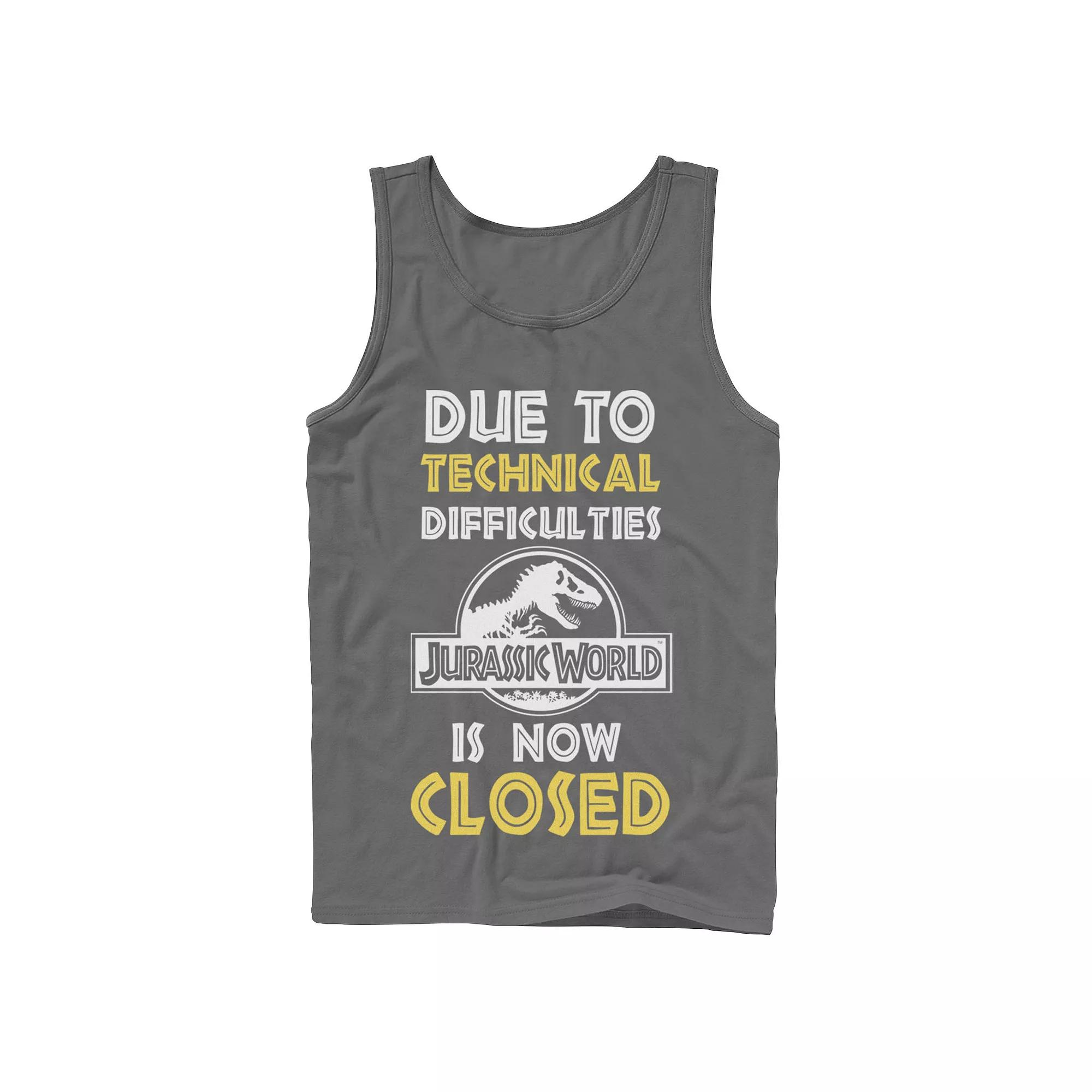 Men's Jurassic World Technical Difficulties Sign Tank Top,  Product Image