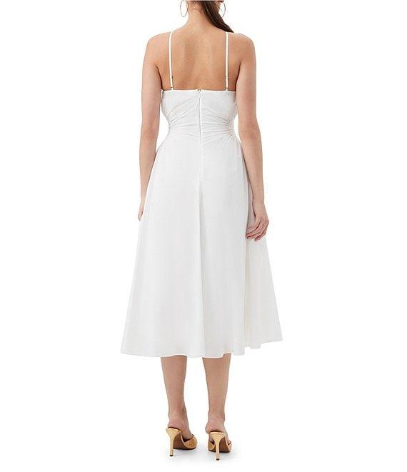 Trina Turk Kata Stretch Poplin Halter Neck Sleeveless Ruched A-Line Midi Dress Product Image