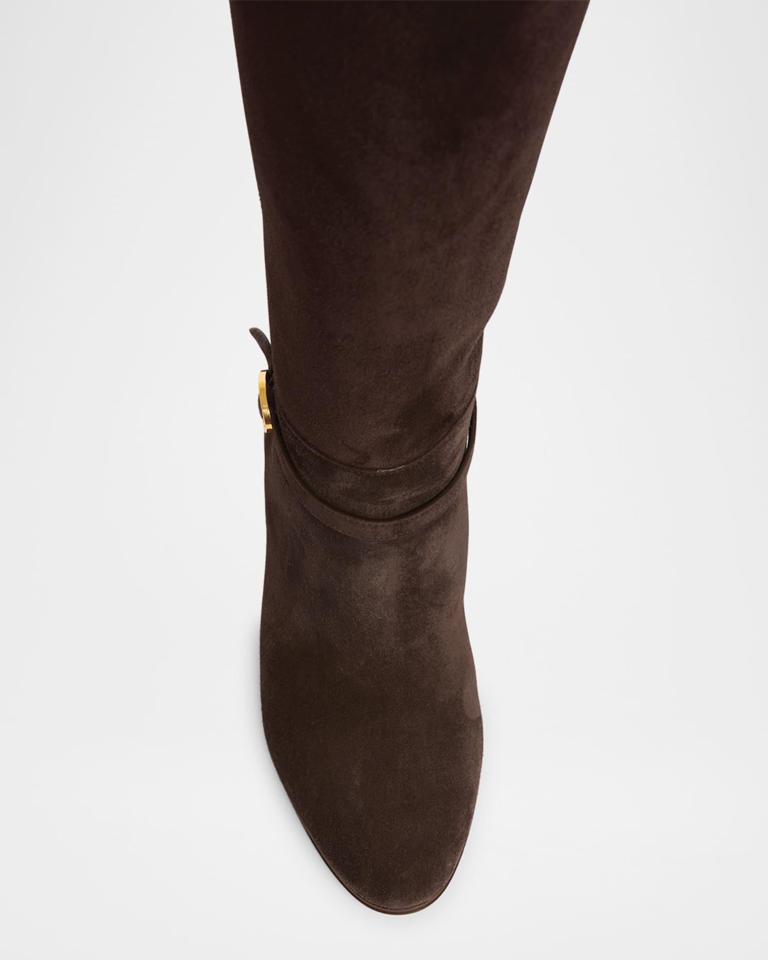 Pattie Suede Buckle Knee Boots Product Image