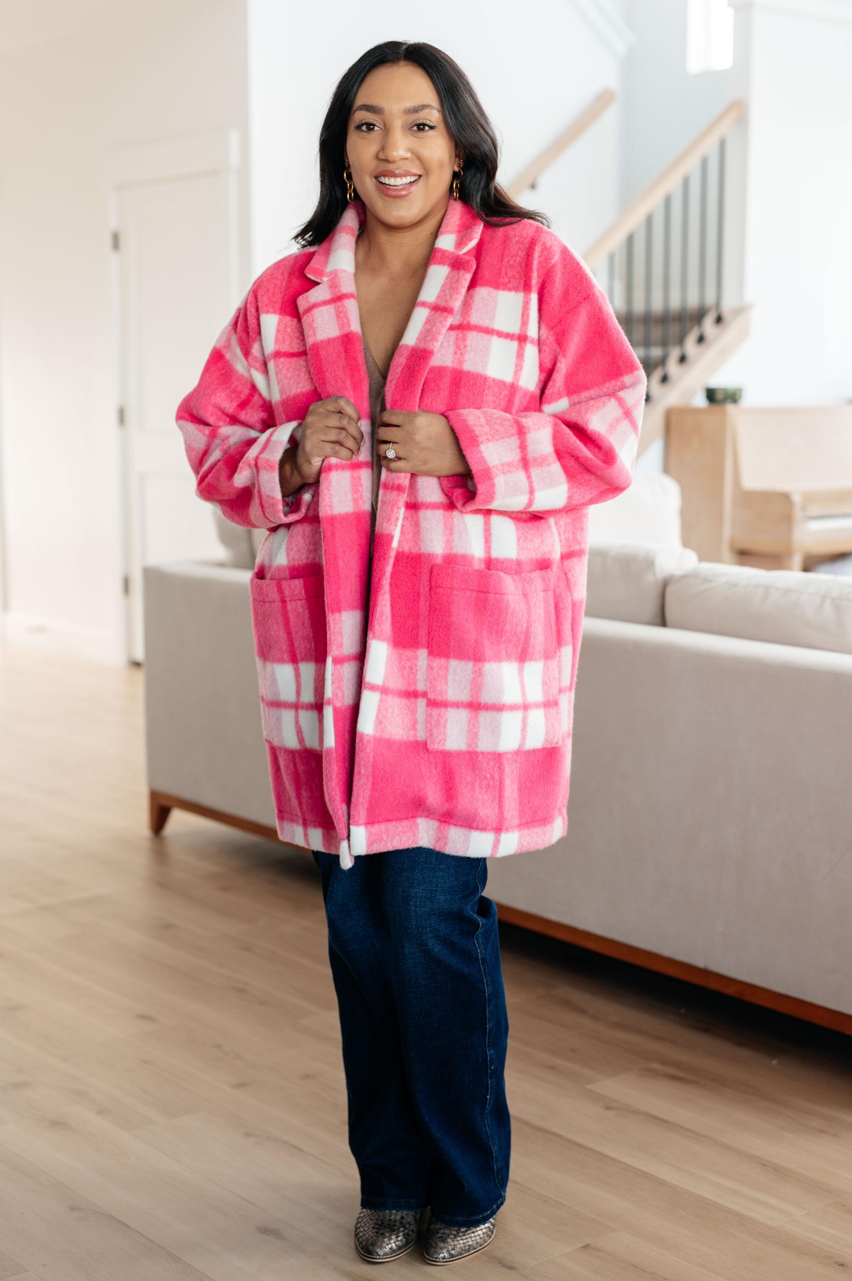 Passion in Plaid Coat in Pink (Online Exclusive) Product Image