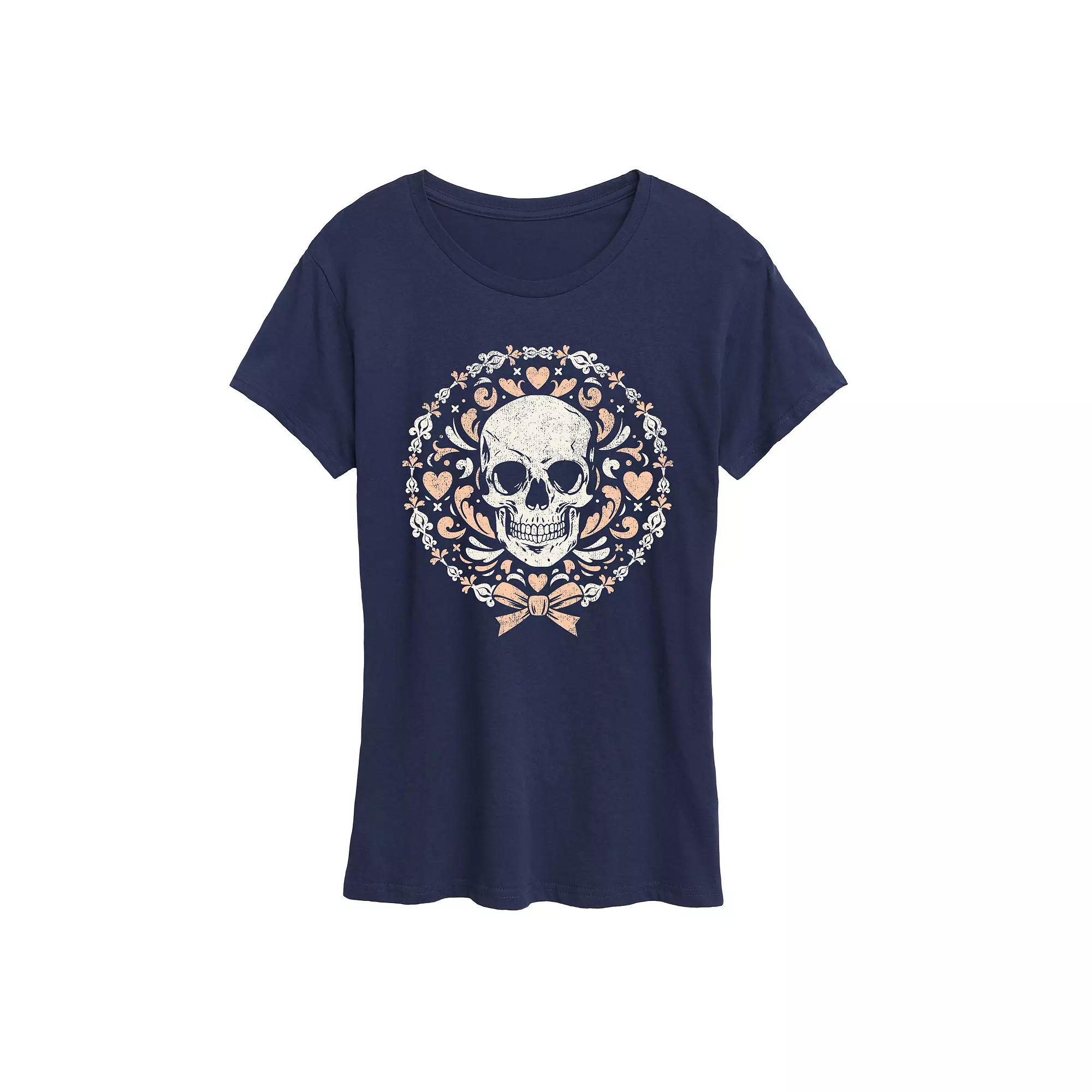 Women's Coquette Skull Graphic Tee,  Product Image