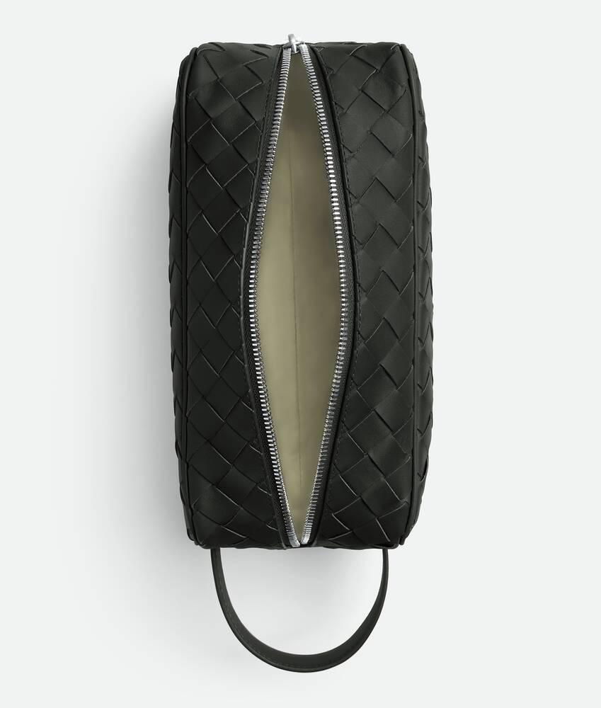 Men's Intrecciato Travel Pouch in Dark green / Travertine Product Image