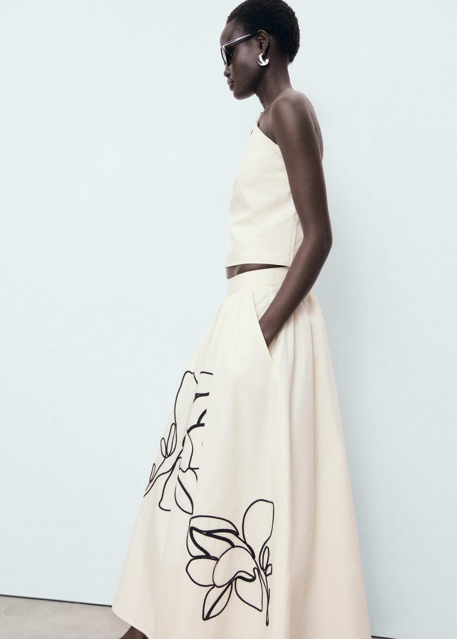 Embroidered cotton skirt - Women | MANGO USA Product Image