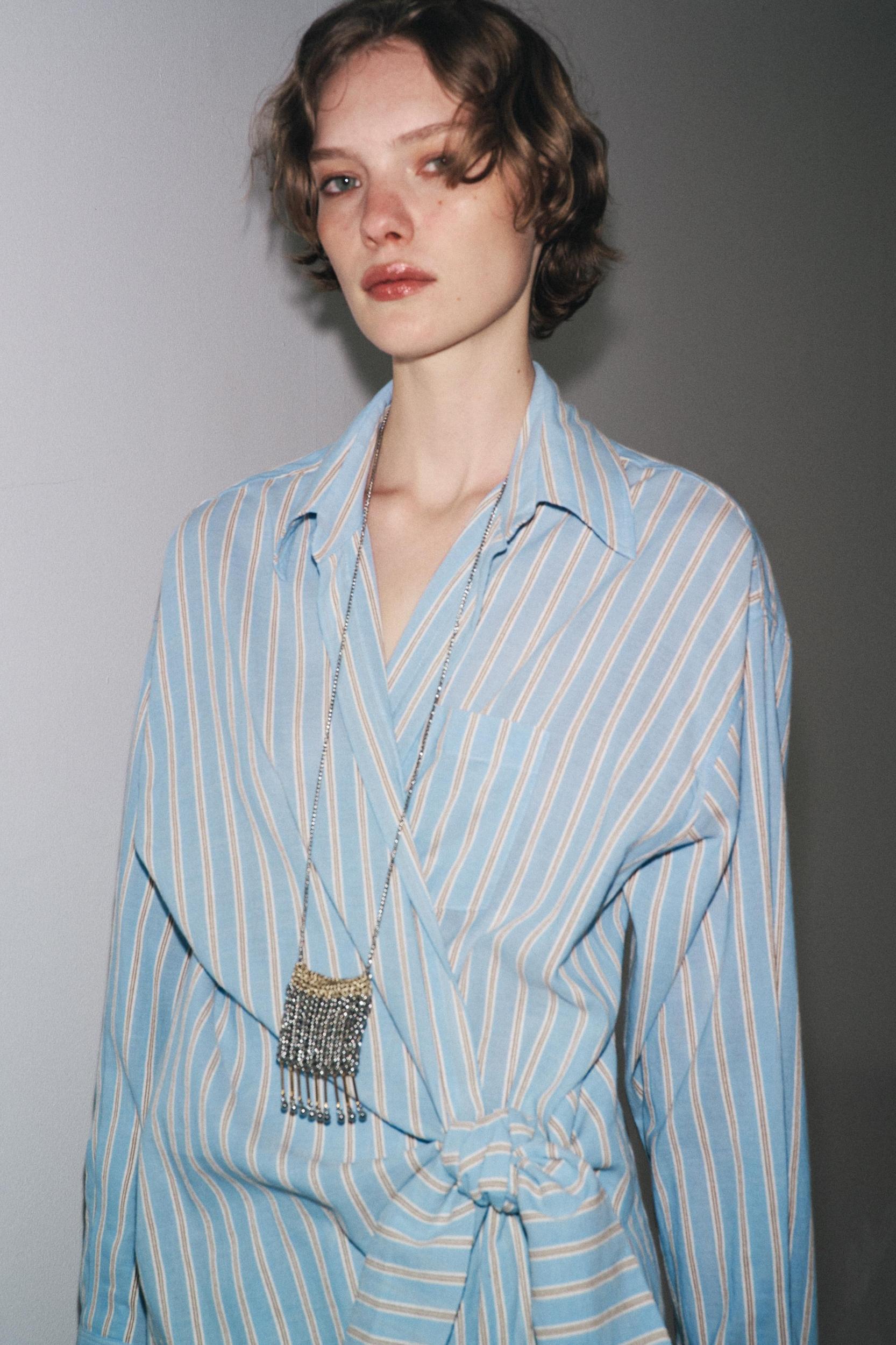 STRIPED WRAP DRESS ZW COLLECTION Product Image