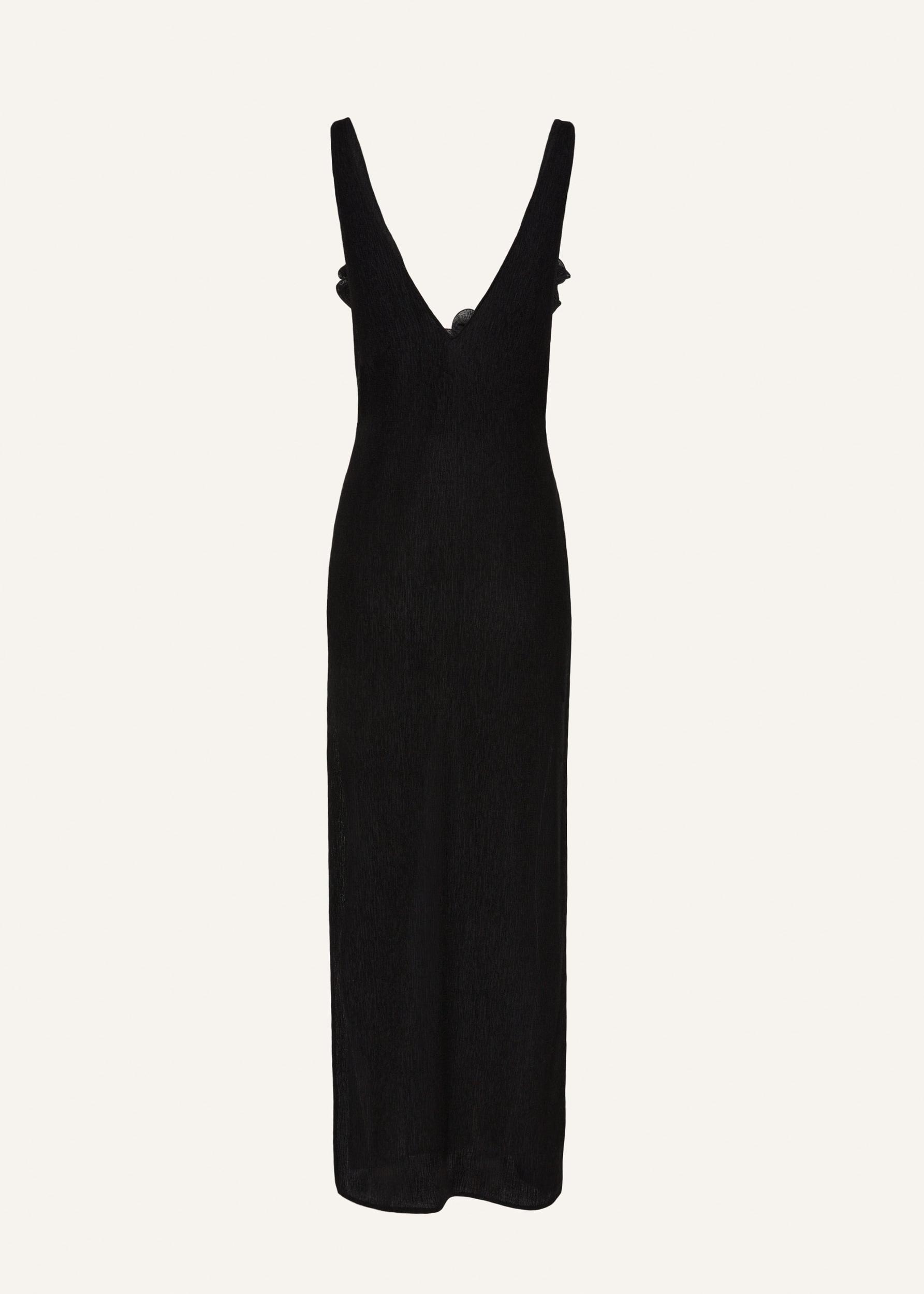 Crepe high leg maxi dress in black Product Image