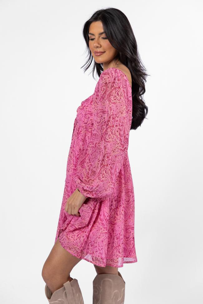 What's Next Pink Sweetheart Neckline Mini Dress FINAL SALE Product Image