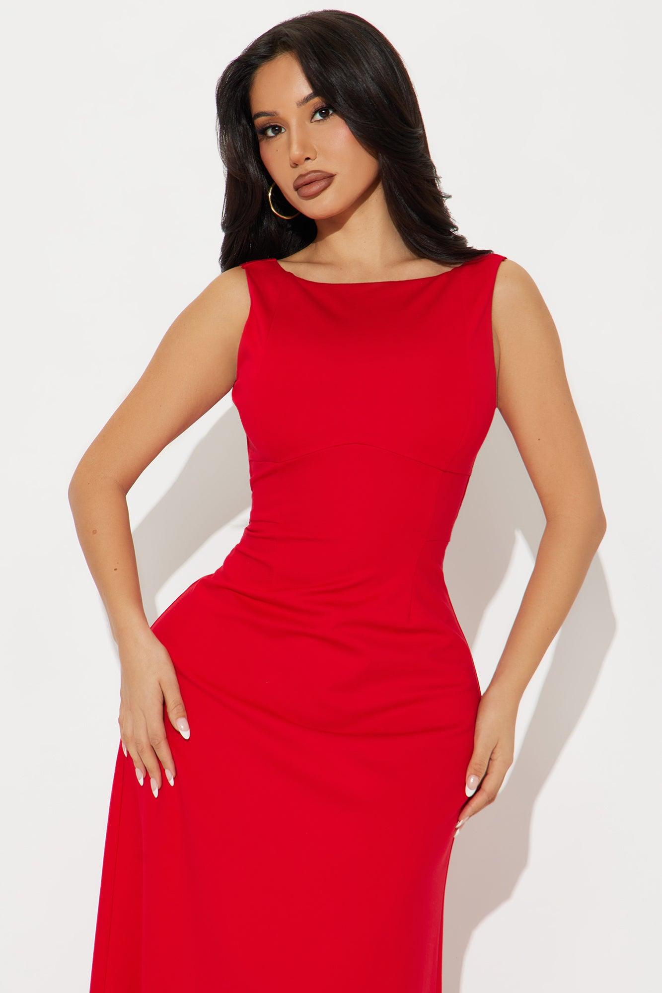 Taylor Backless A Line Maxi Dress - Red Product Image
