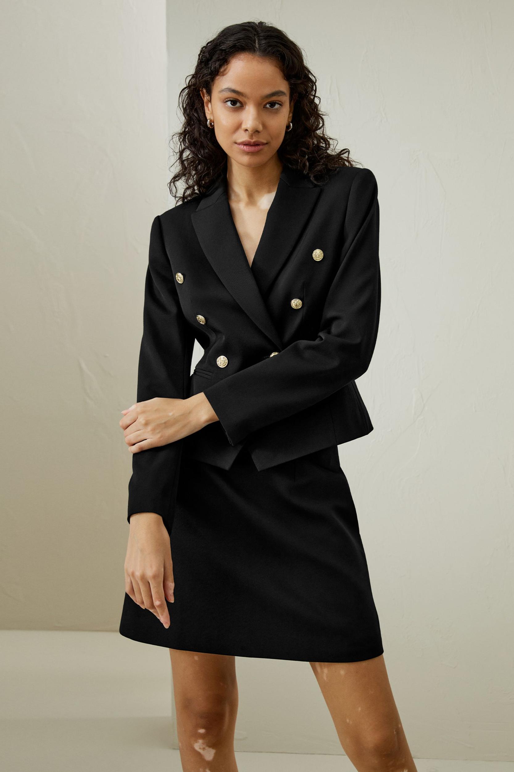 LILYSILK Woolen Blazer for Women Navy Blue Wool Wardrobe Must-Have Double-Breasted Blazer 12 Product Image