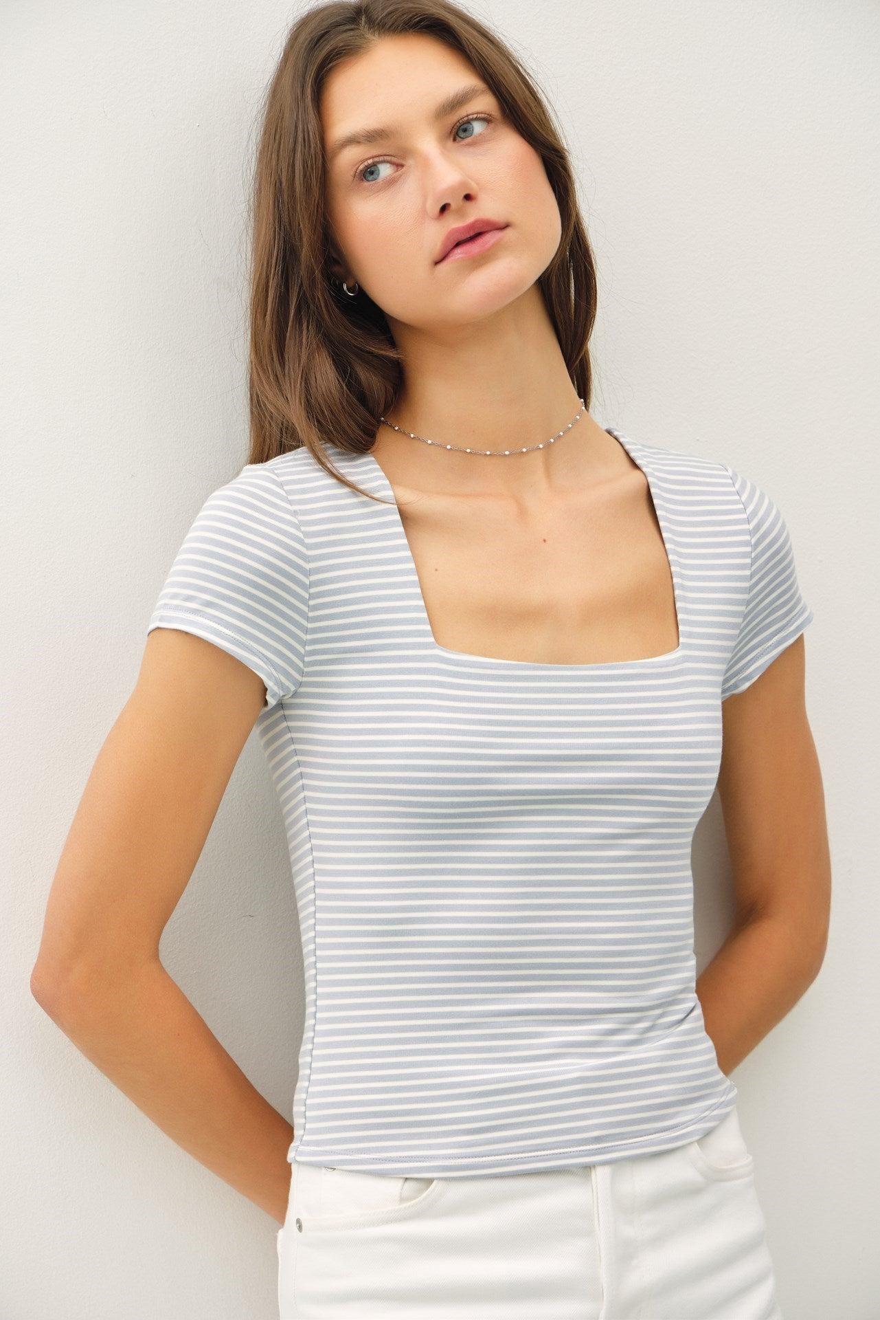 UB BASICS: SWEETEST SOUL STRIPED TOP Product Image
