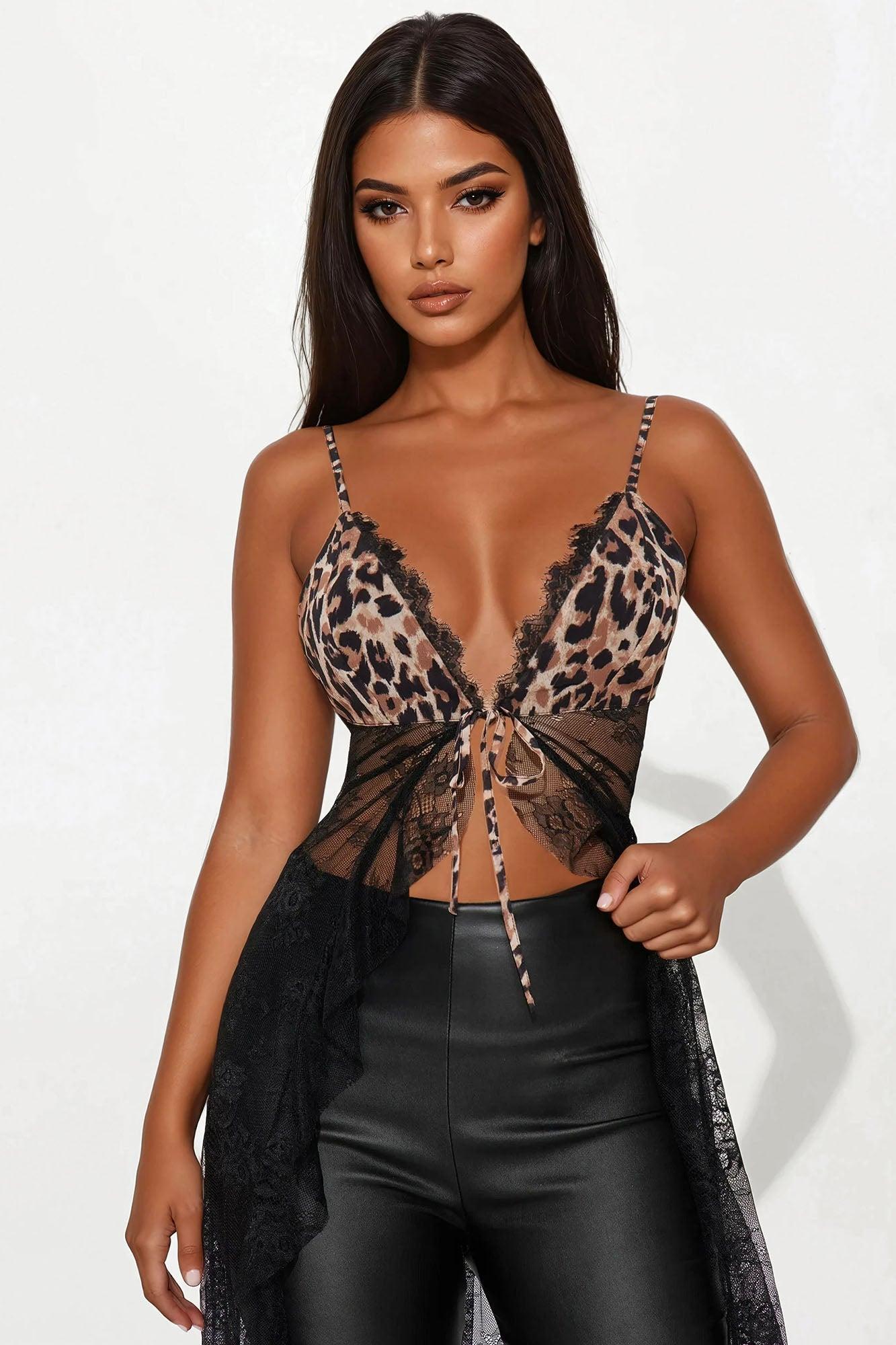 Love Lingers Leopard Lace Maxi Top - Black/combo Product Image