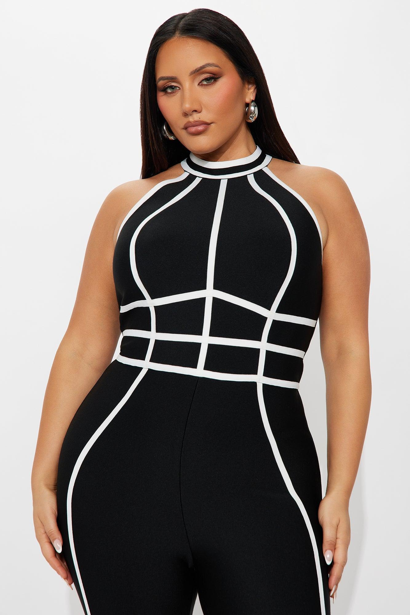 Marbella Bandage Flare Jumpsuit - Black/White Female Product Image
