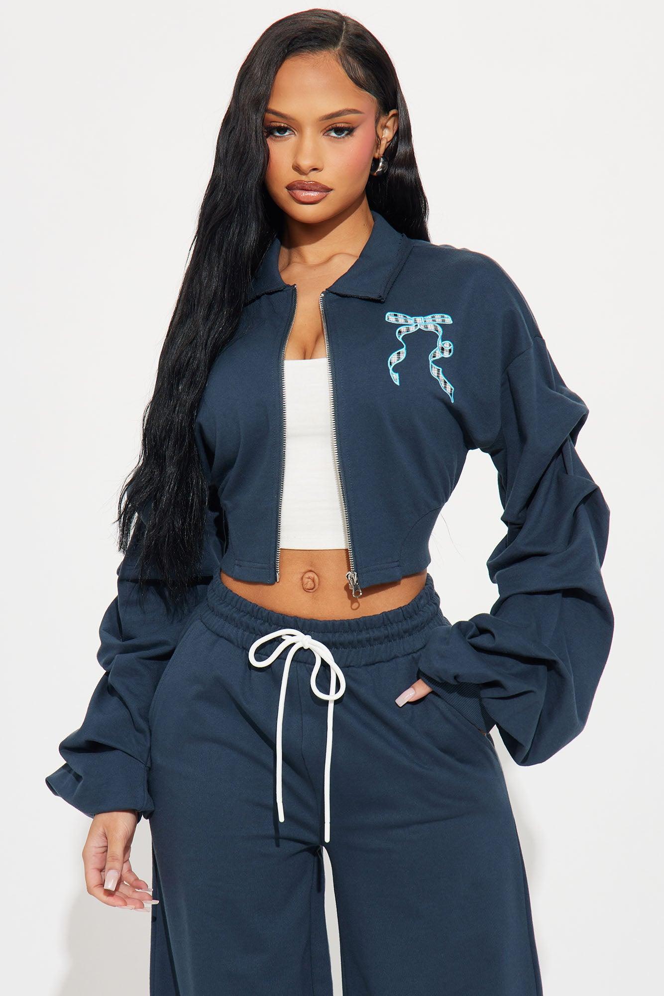 Keep It Preppy Polo Sweatsuit Set - Navy Product Image