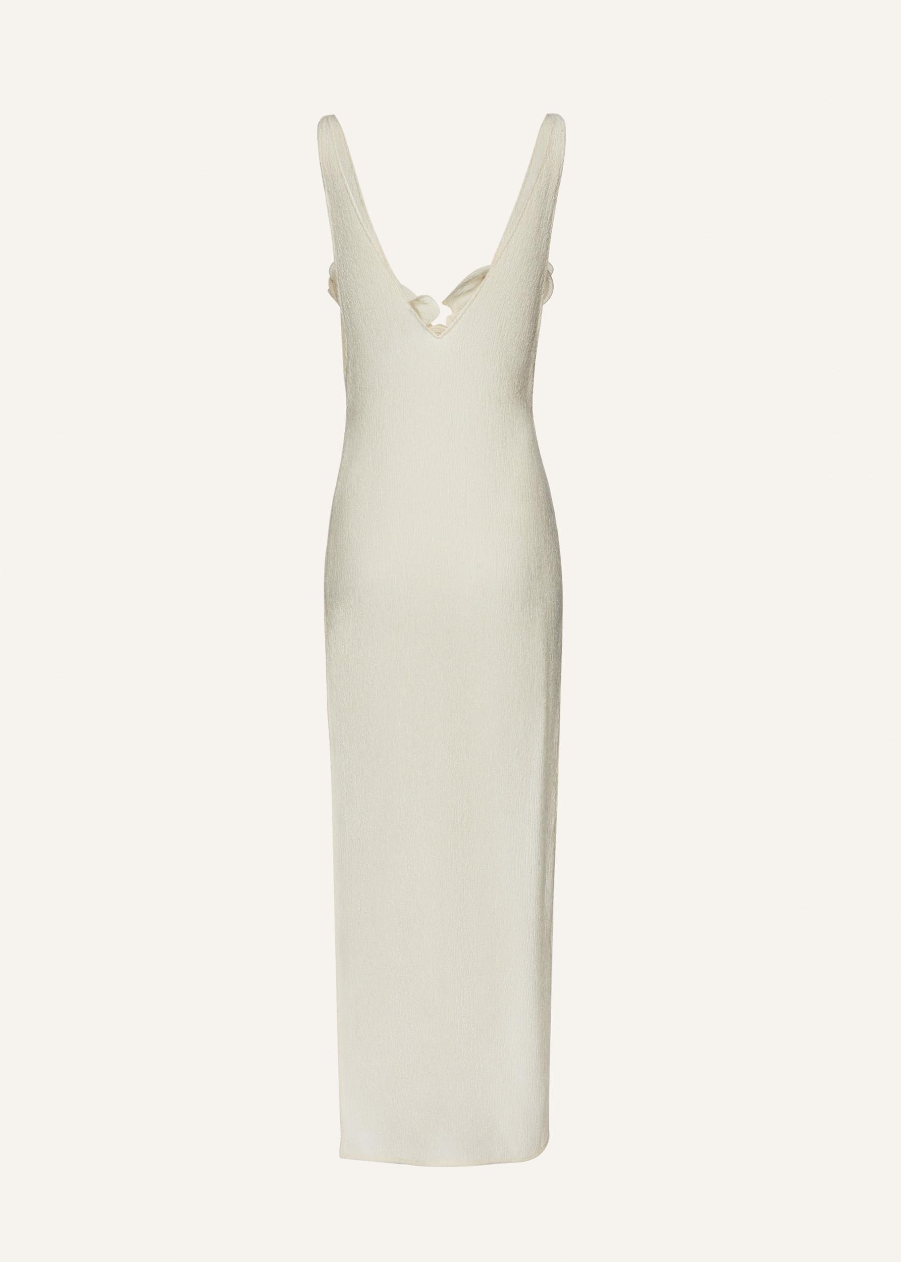 Crepe high leg maxi dress in cream Product Image