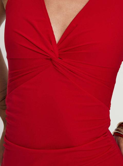 Mesmerise Halter Maxi Dress Red Product Image