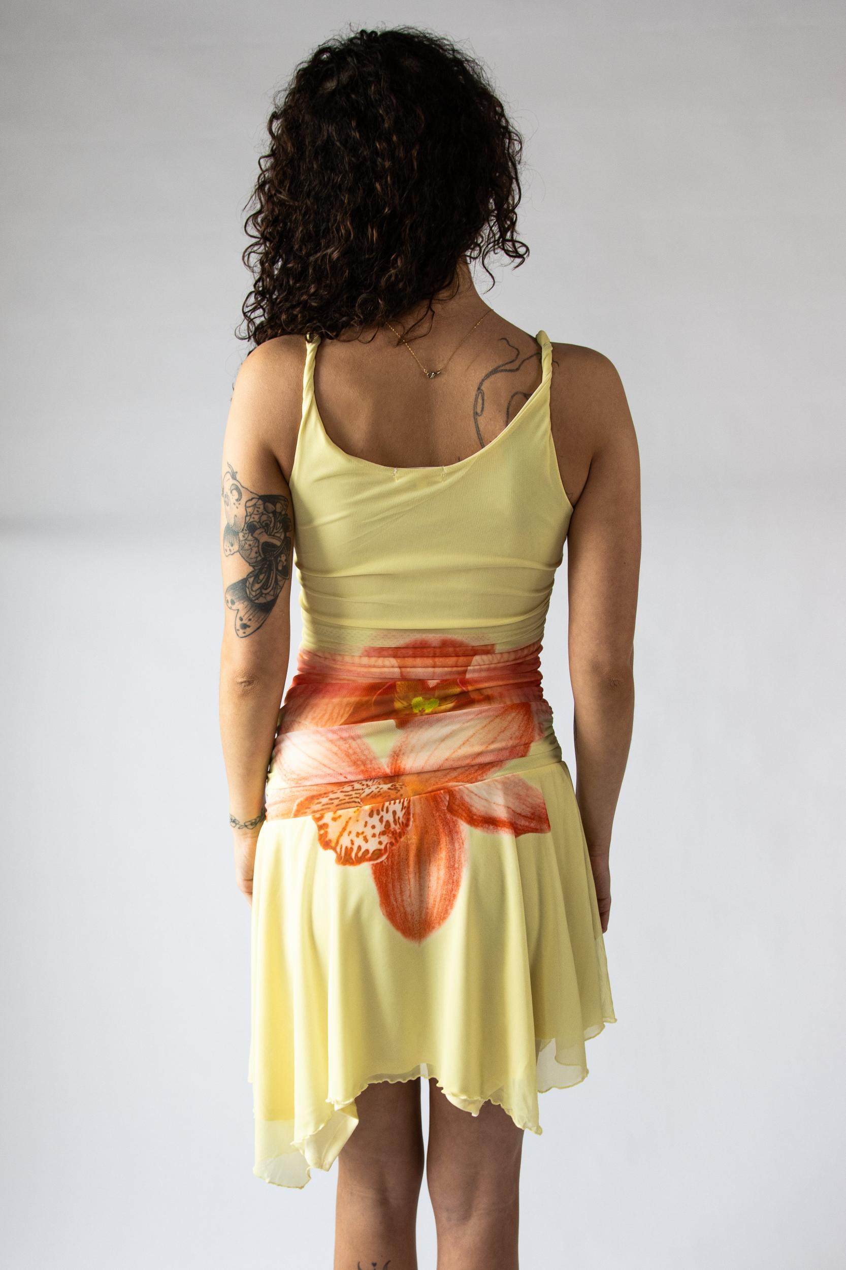 Flower Mesh Hanky Hem Midi Dress Product Image