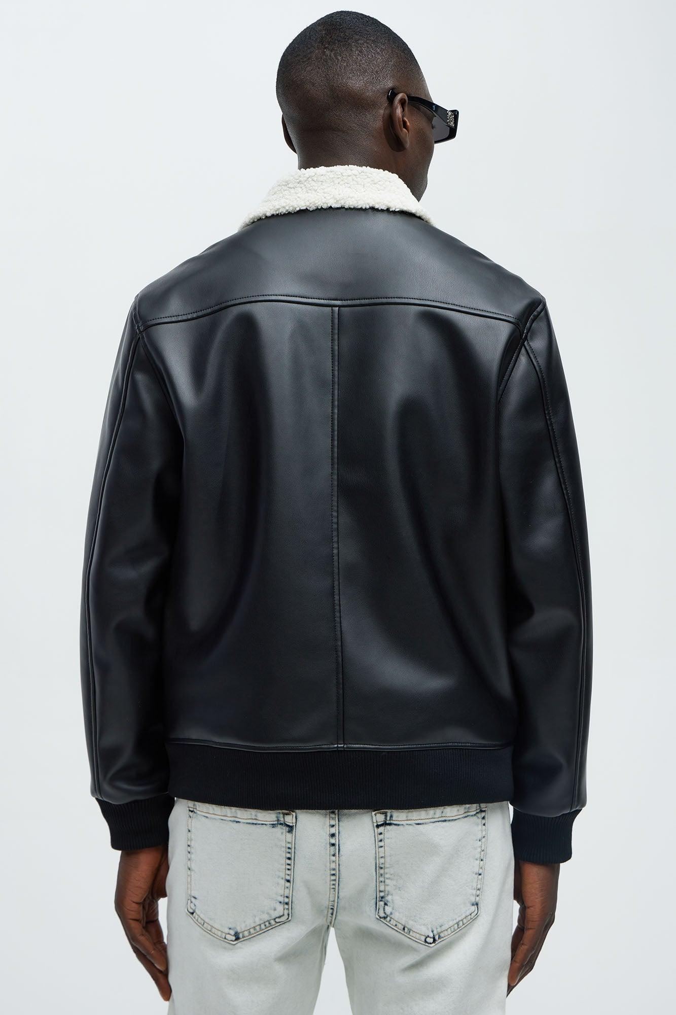 Baldwin Faux Sherpa Leather Jacket - Black Product Image