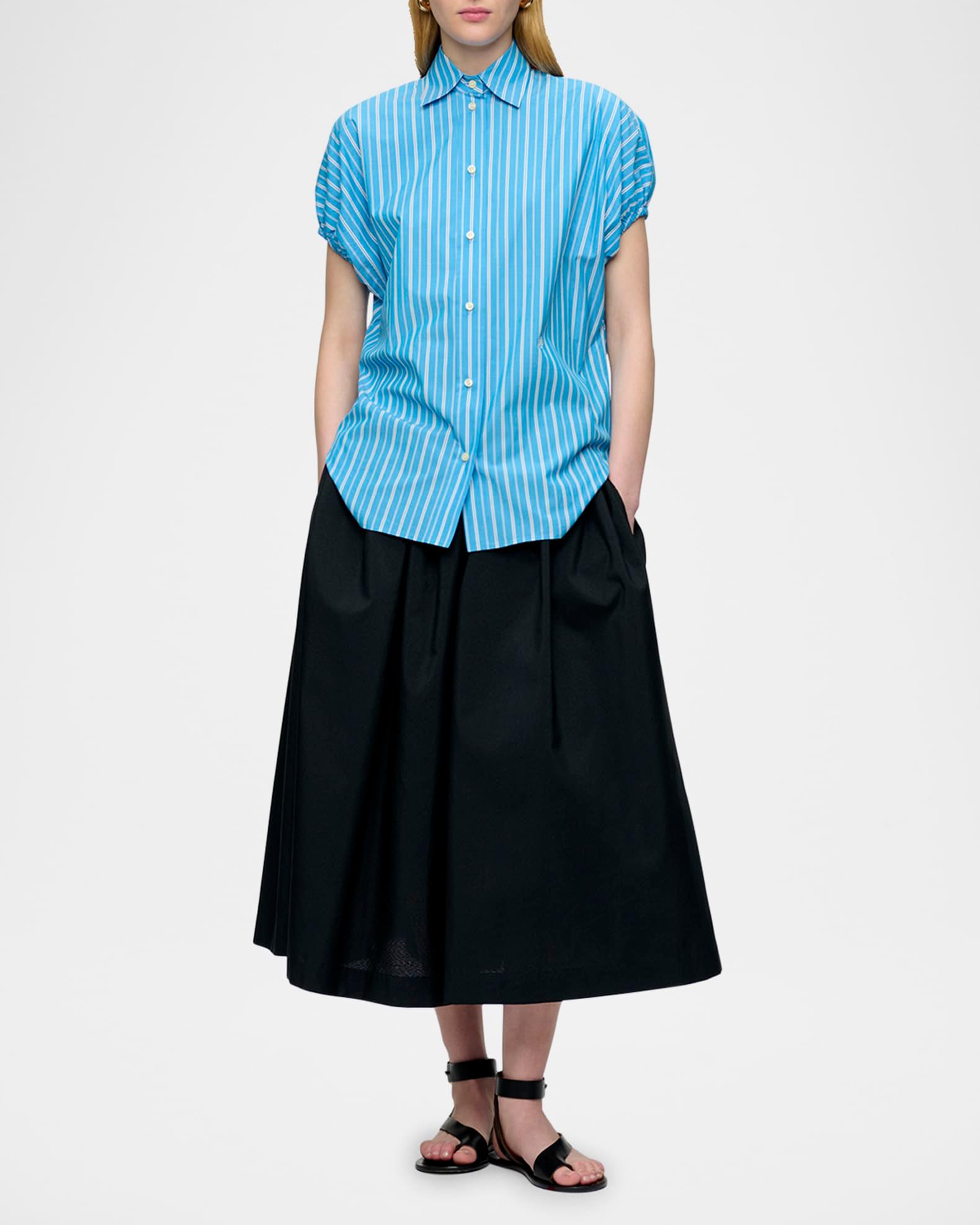 Lecce Puff-Sleeve Striped Cotton Shirt Product Image