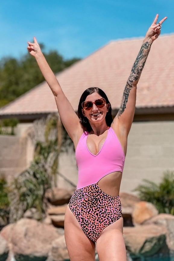 Asymmetrical Cutout Shaping One-Piece Swimsuit Product Image