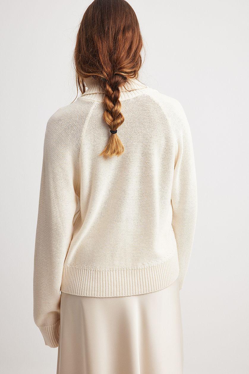 Turtle Neck Knitted Cable Sweater Product Image