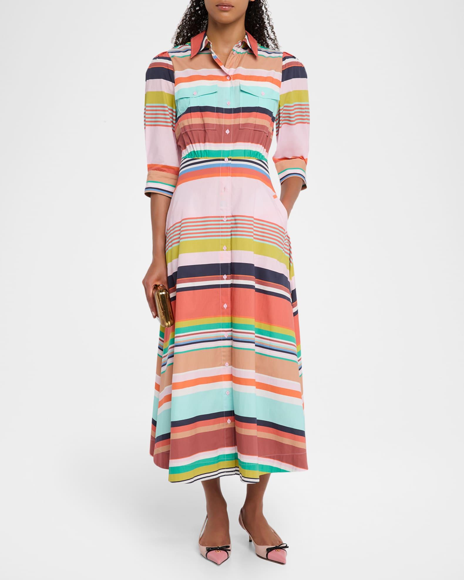 Hiced Striped Midi Shirtdress Product Image