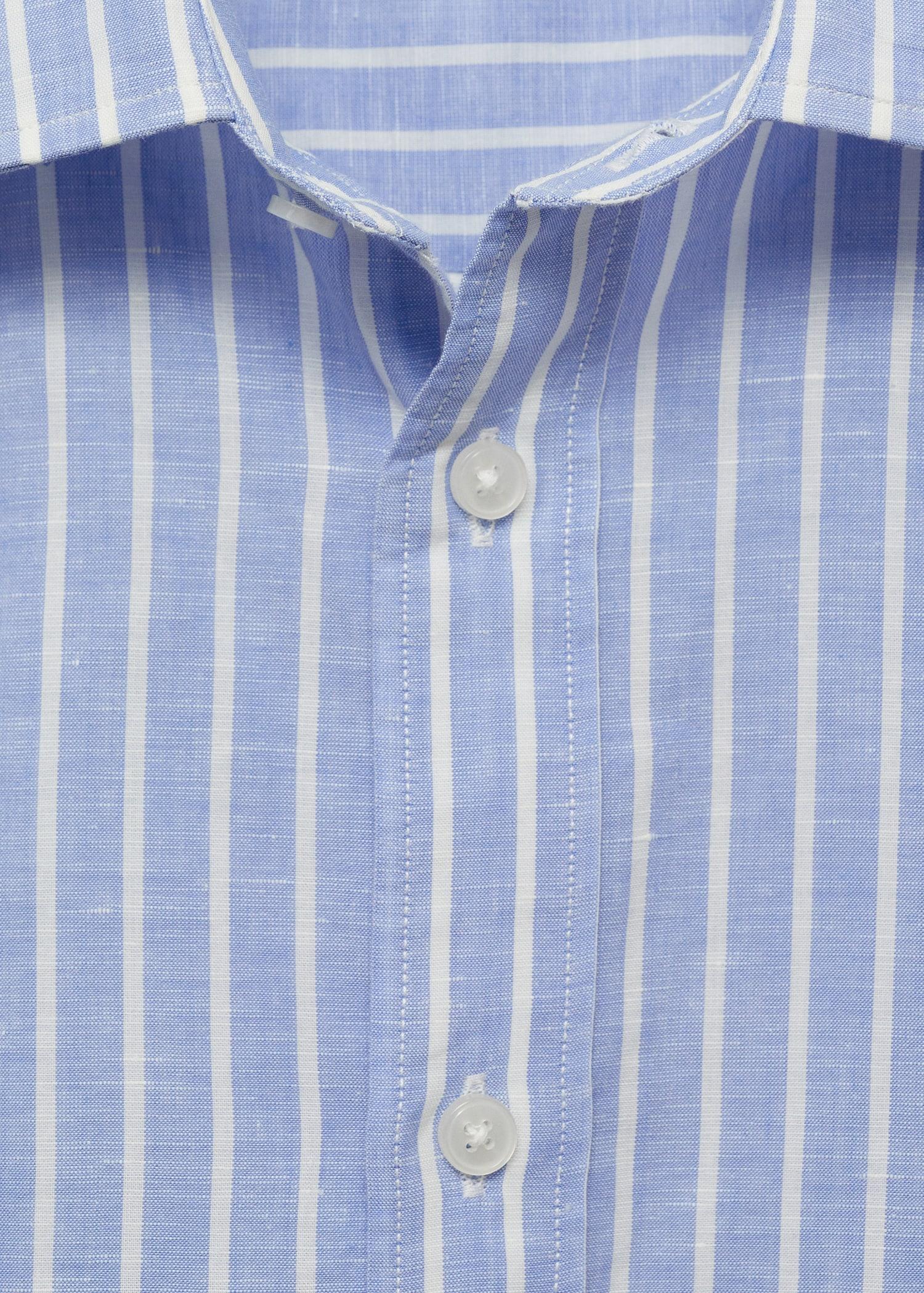 Striped cotton linen shirt - Men | MANGO USA Product Image