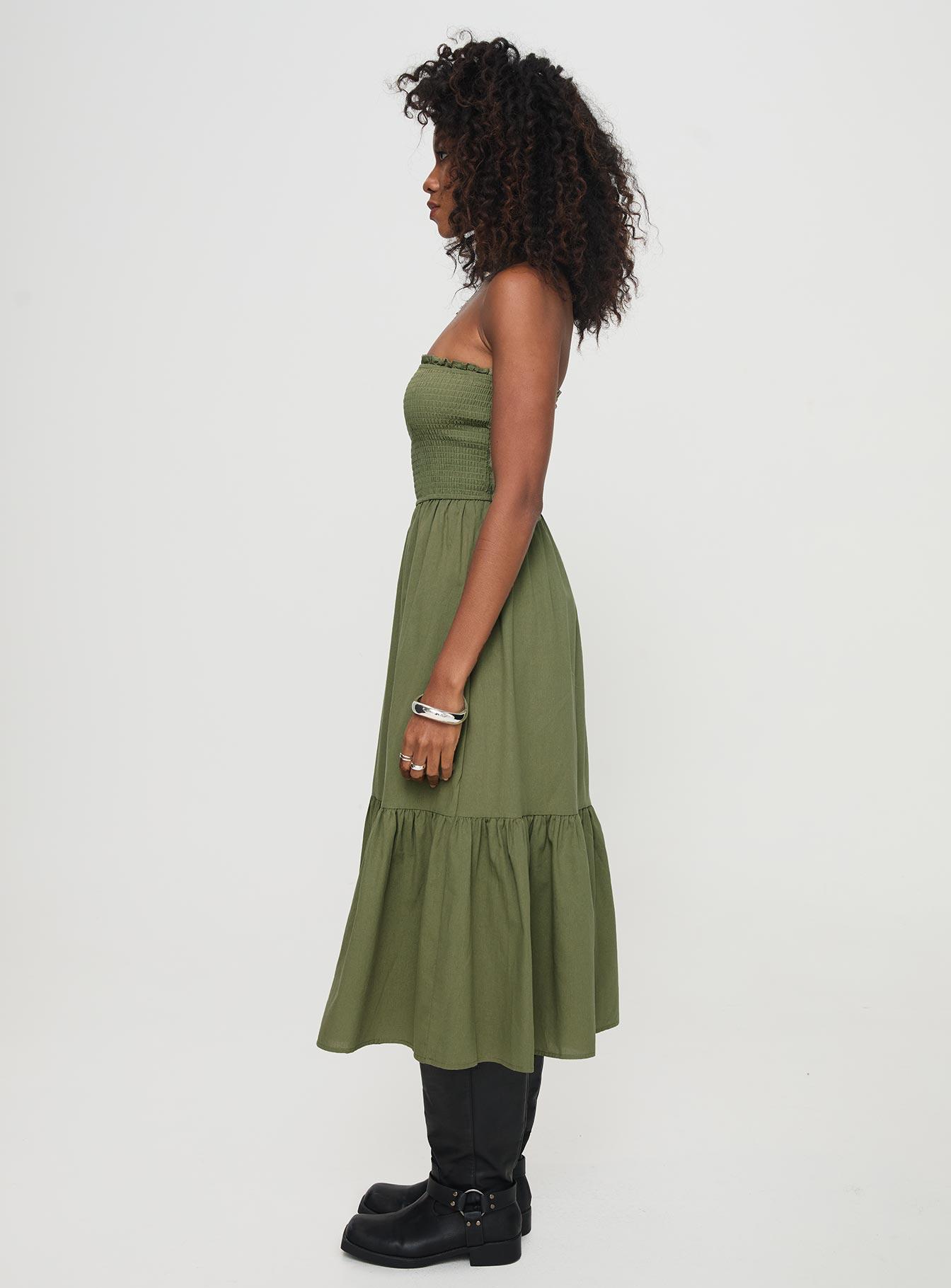 Chani Strapless Maxi Dress Olive Product Image