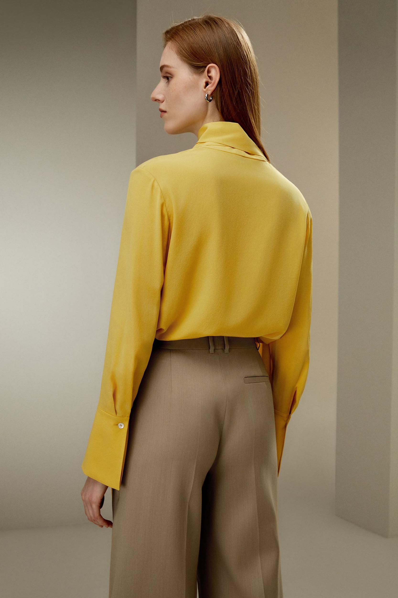 Flowing Draped Tie-Neck Blouse Product Image