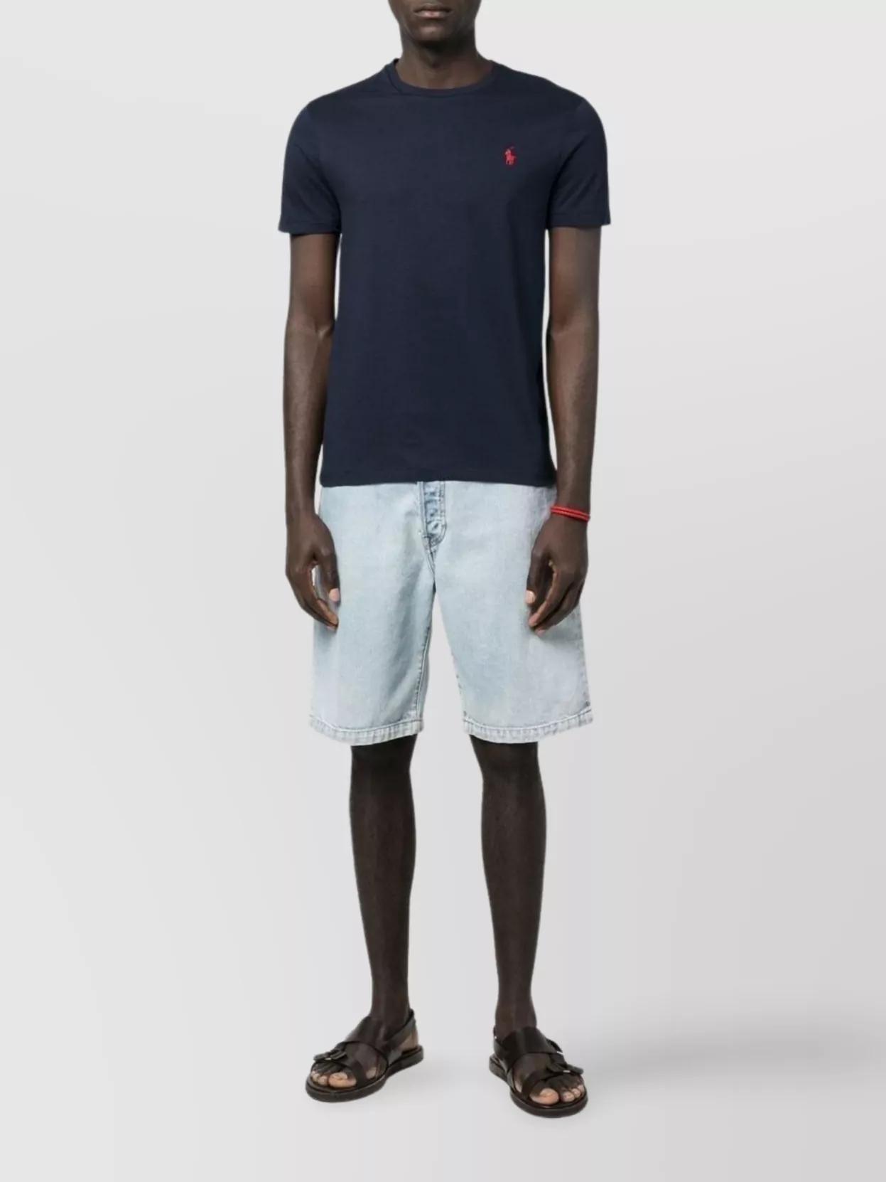 POLO RALPH LAUREN Slim-fit Logo-embroidered Cotton-jersey T-shirt In Navy Product Image