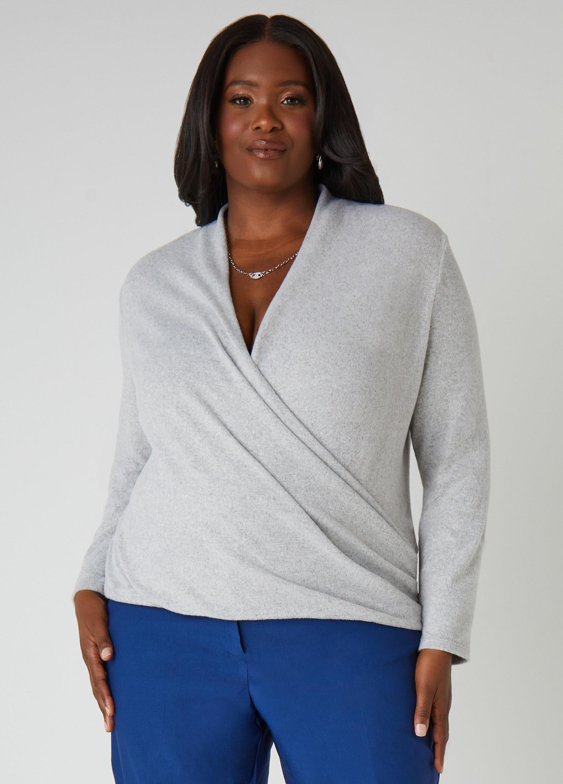 Faux Wrap Hacci Knit Top Product Image