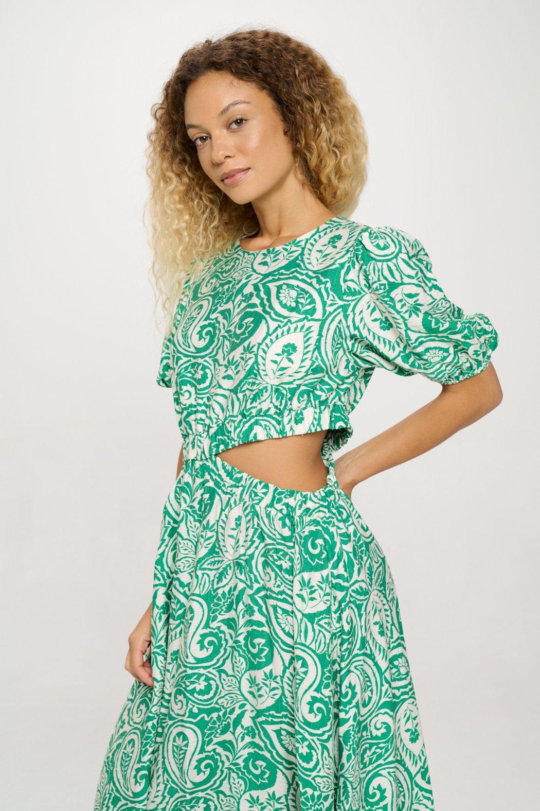 Verdant Paisley Cut-Out Maxi Dress Product Image
