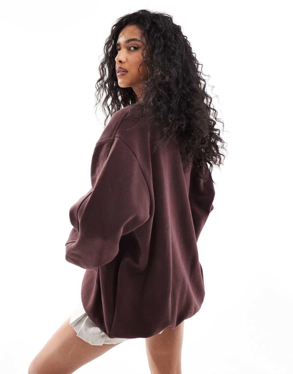 adidas Originals essential oversized sweatshirt in brown Product Image