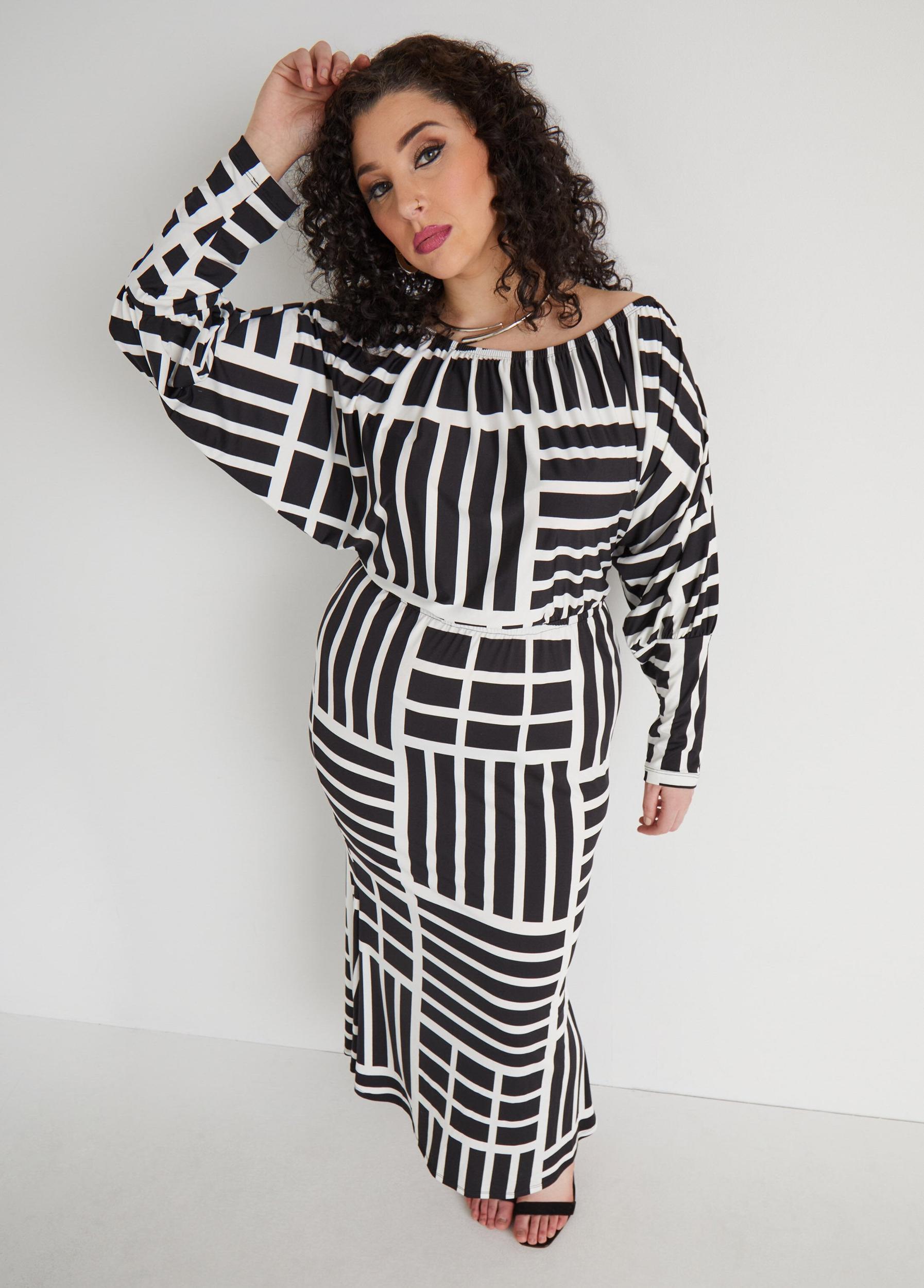 Printed Boat Neck Maxi Dress Product Image