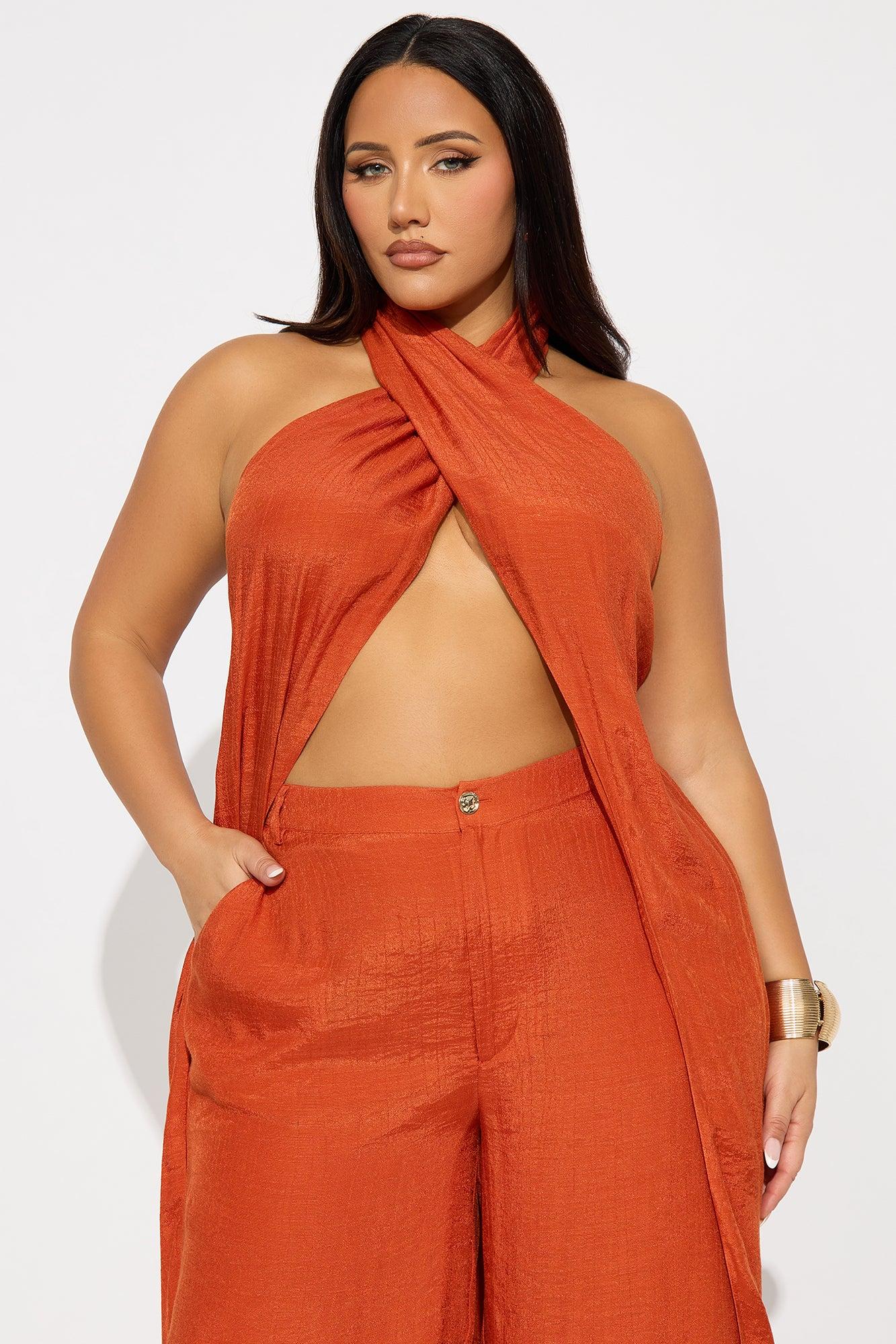 Angelic Vibes Linen Pant Set - Rust Female Product Image