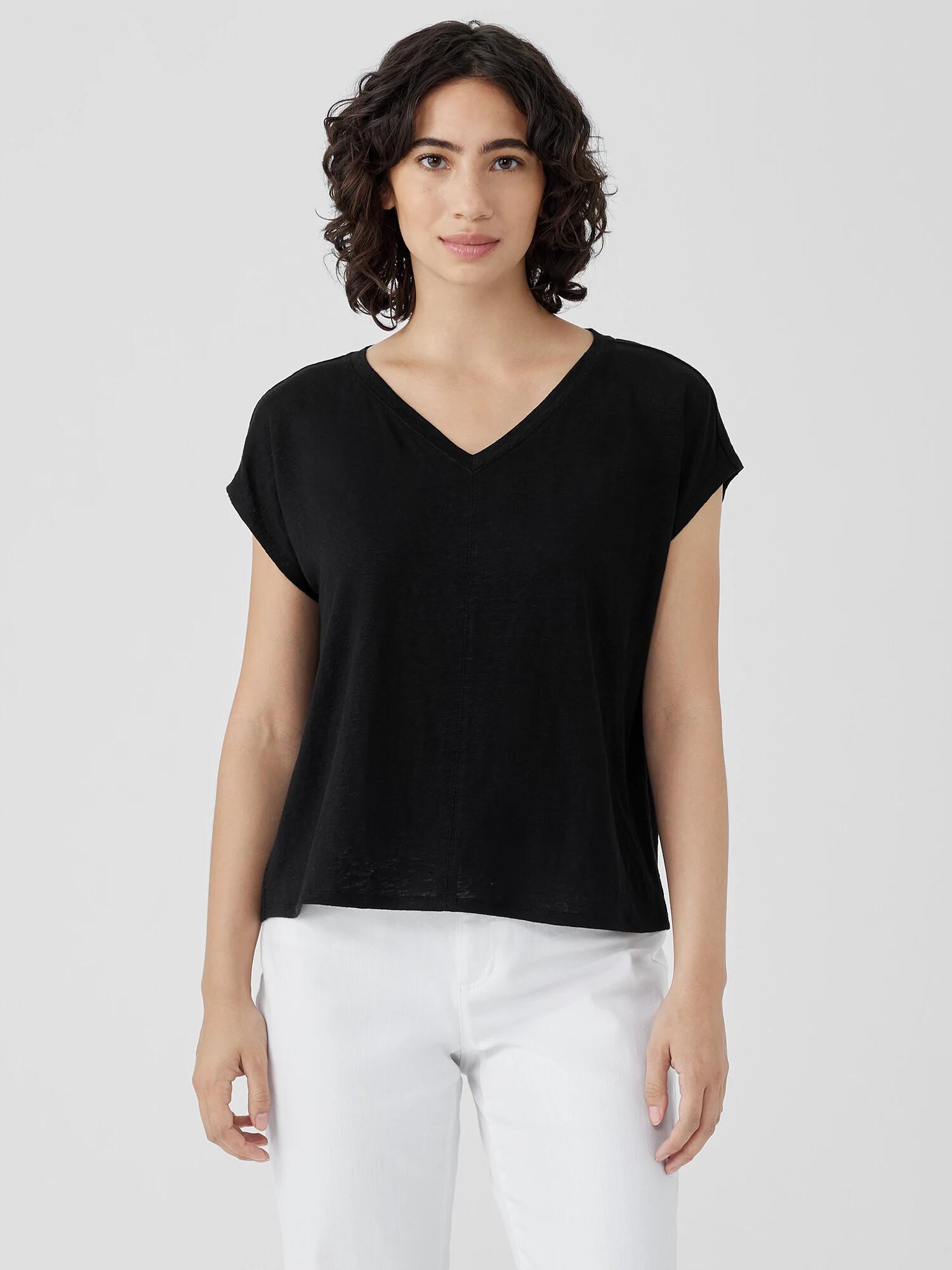 Organic Linen Jersey V-Neck Tee Product Image