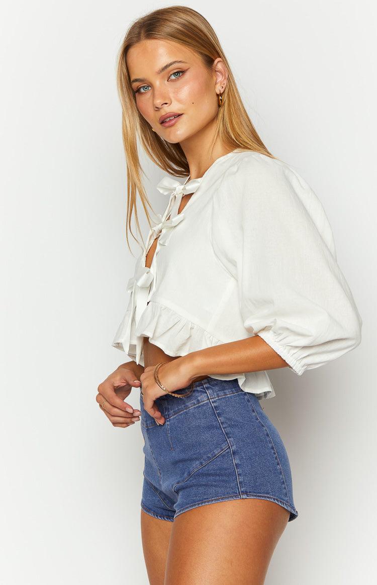 Leisha Dark Denim Micro Shorts Baby Product Image