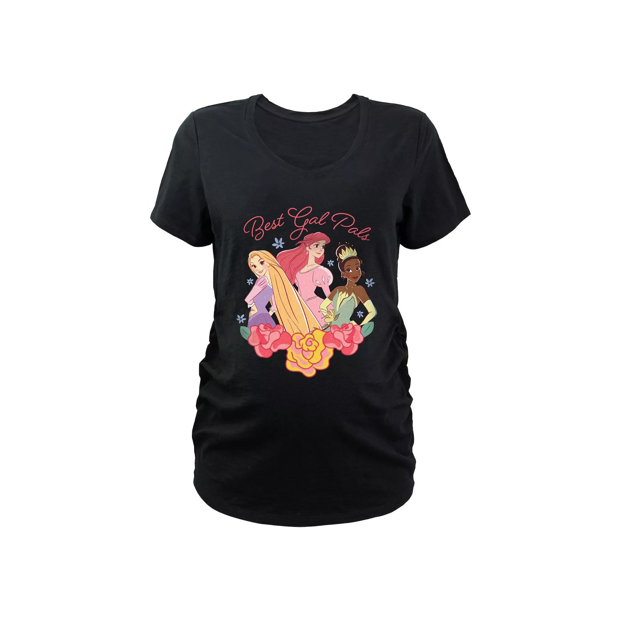 Disney Princess Rapunzel, Ariel & Tiana Best Gal Pals Maternity Graphic Tee, Women's,  Product Image