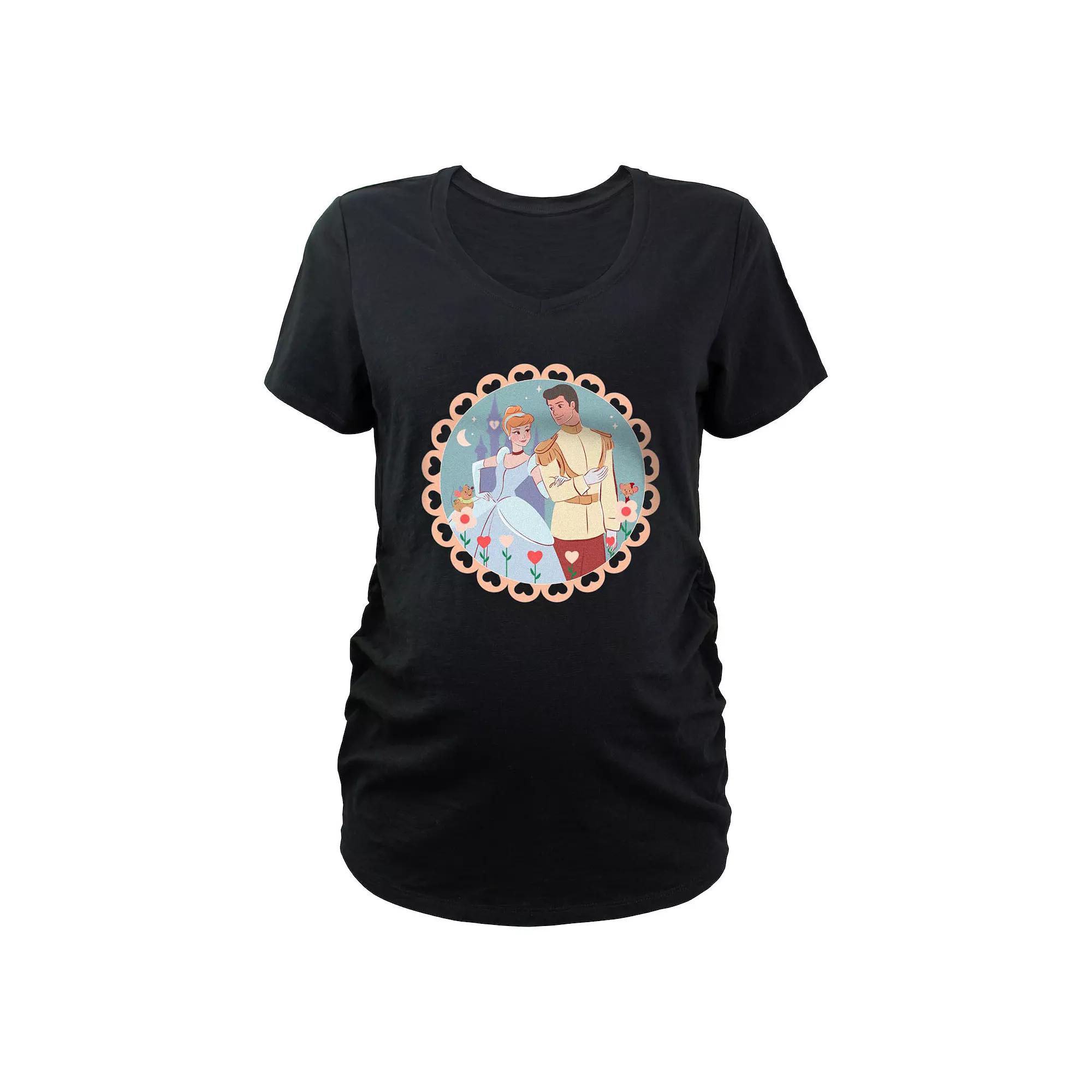 Disney's Cinderella And Prince Charming Love Portrait Maternity Graphic Tee, Women's,  Product Image