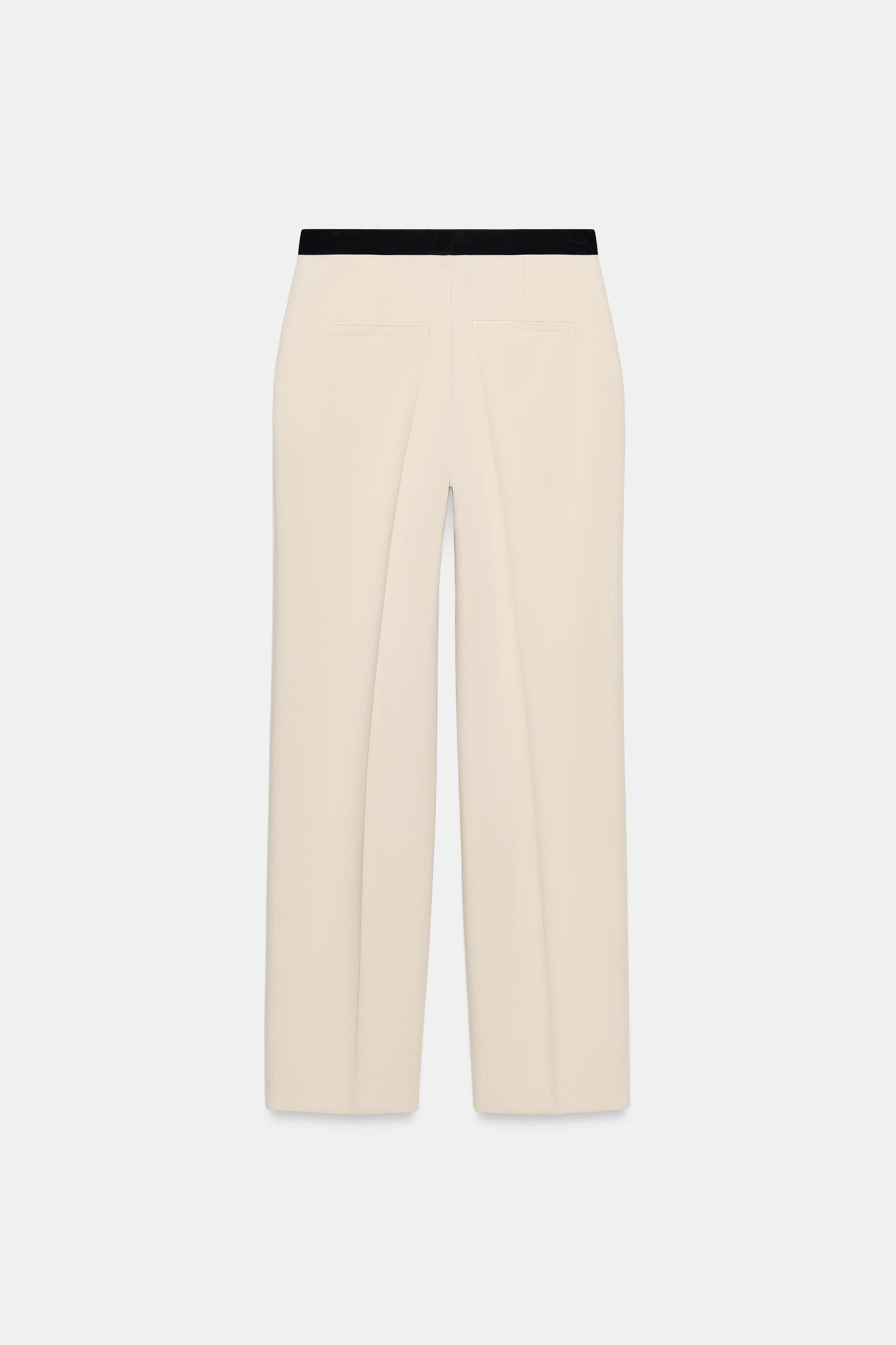 CONTRAST WAIST STRAIGHT LEG PANTS Product Image