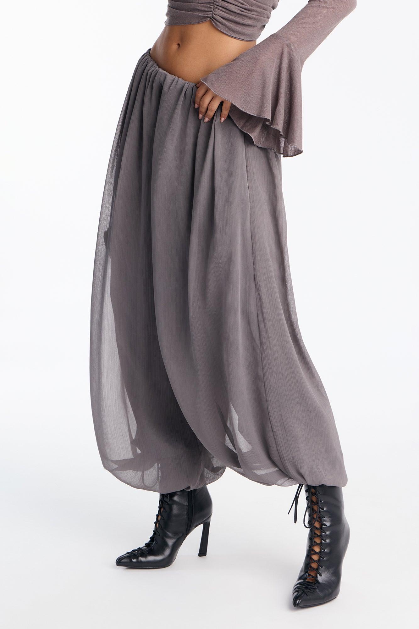 Stella Chiffon Balloon Pants 29″ - Grey Female Product Image