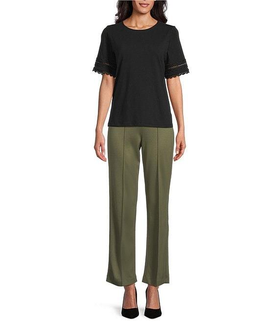 Jones New York Crew Neck Novelty Trim Elbow Sleeve Top Product Image