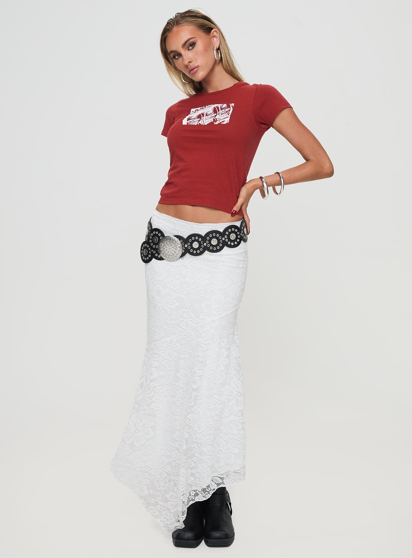 Cattanio Lace Midi Skirt White Product Image